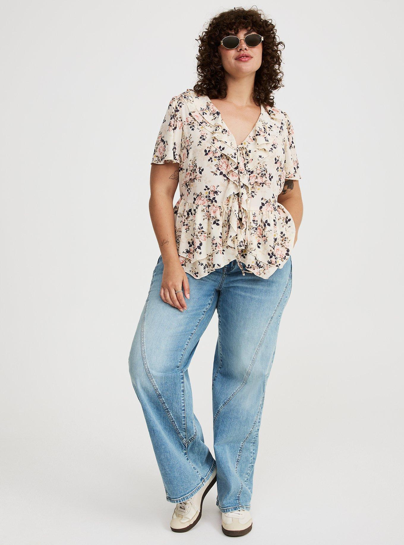 V-Neck Double Ruffle Top