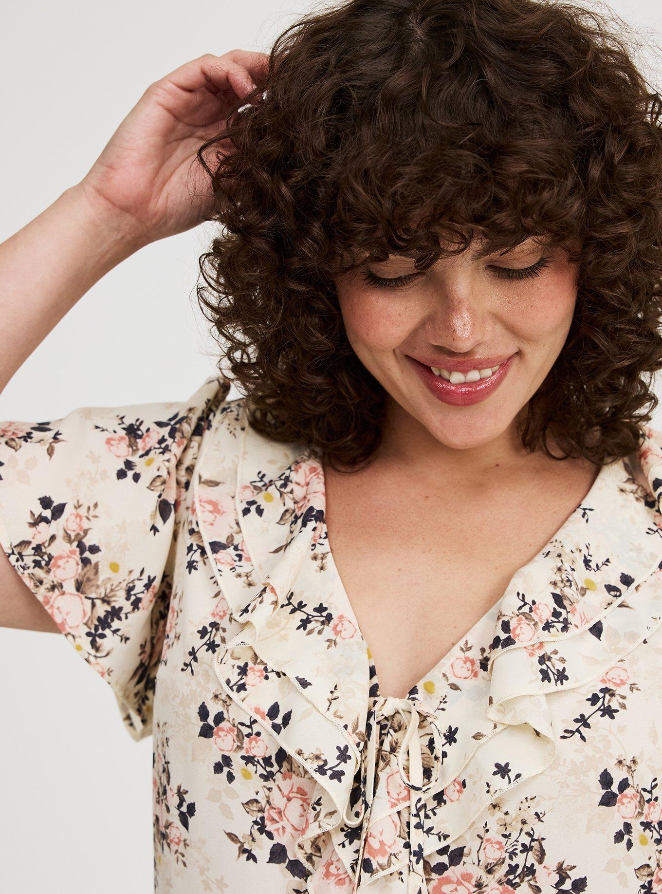 V-Neck Double Ruffle Top