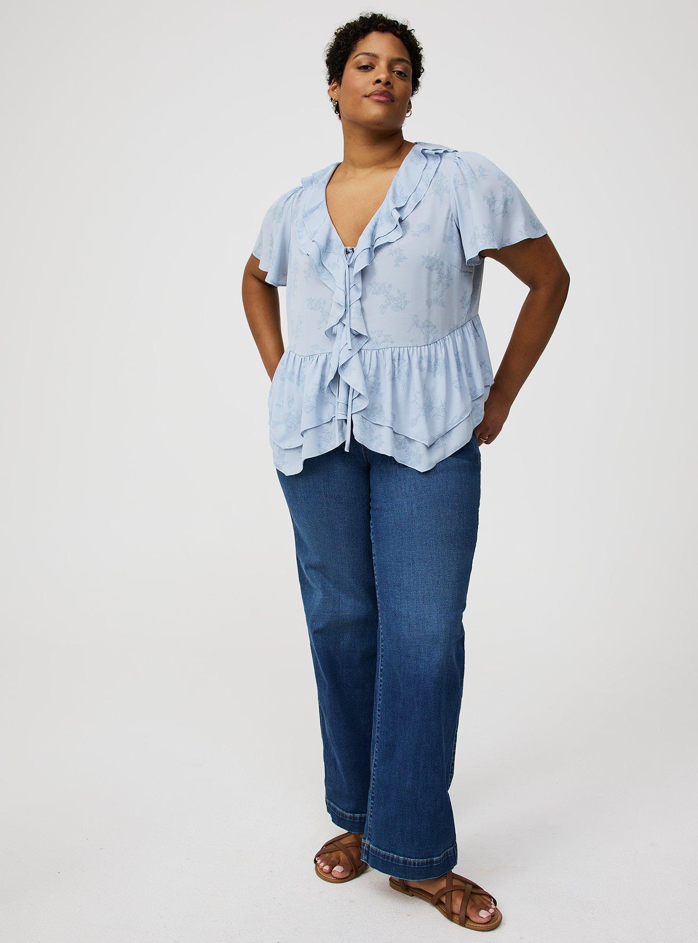 V-Neck Double Ruffle Top
