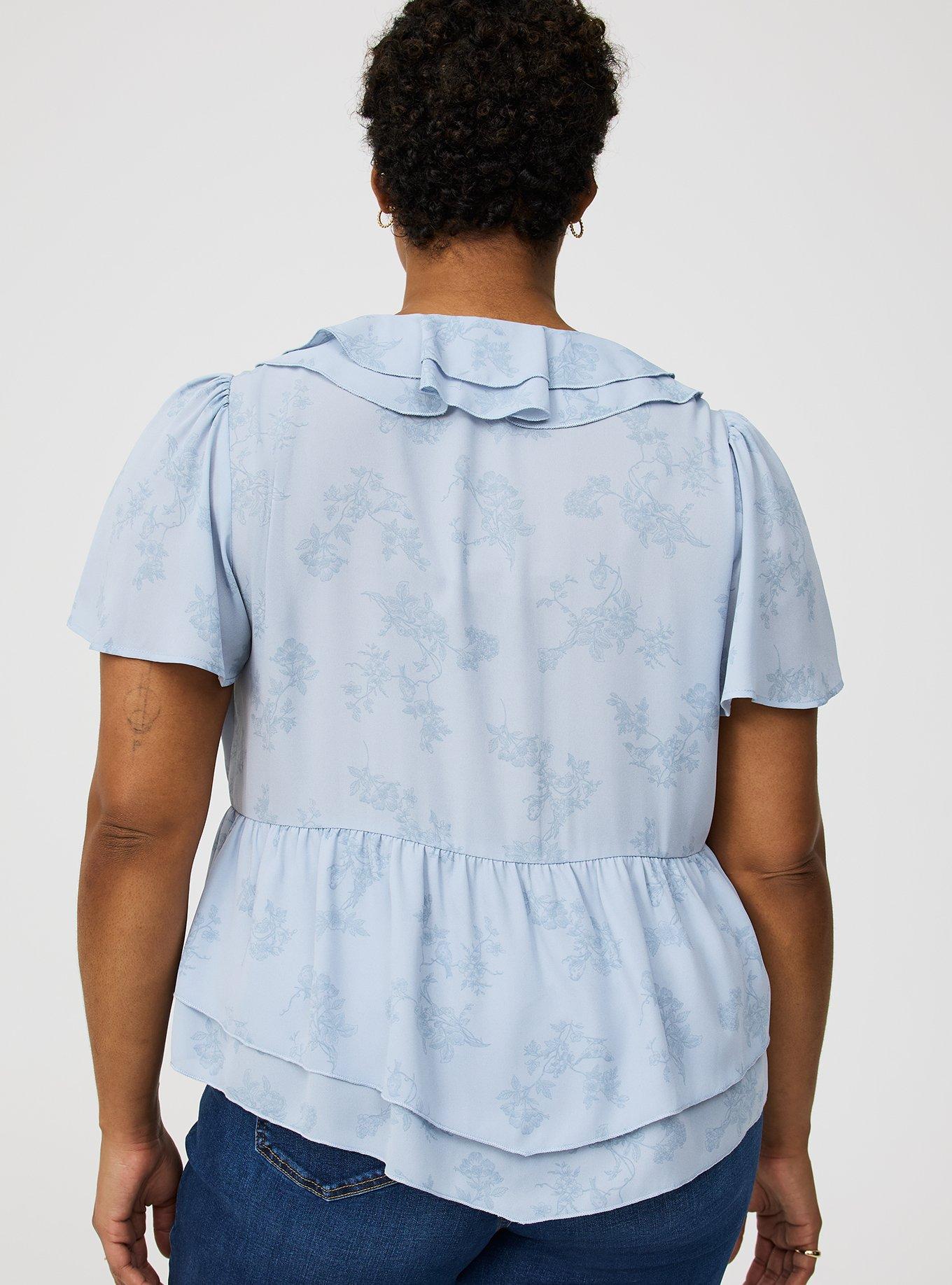 V-Neck Double Ruffle Top