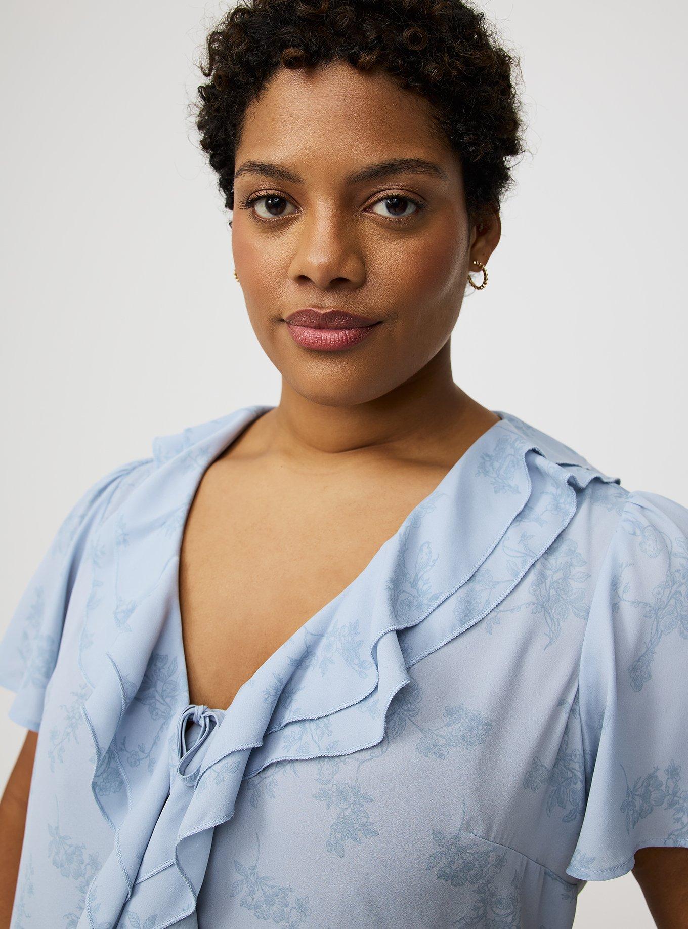 V-Neck Double Ruffle Top