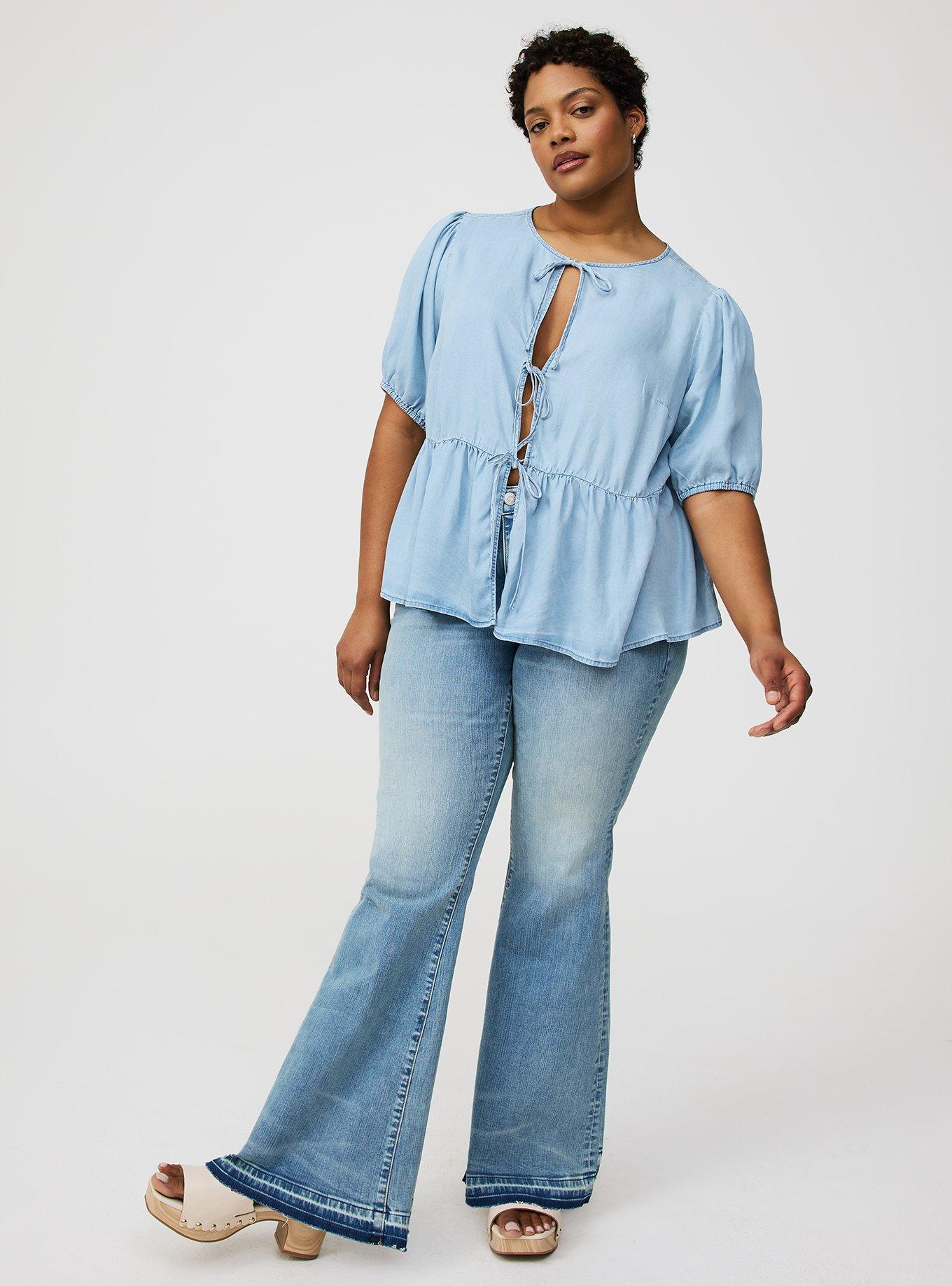 Tie-Front Puff Sleeve Blouse