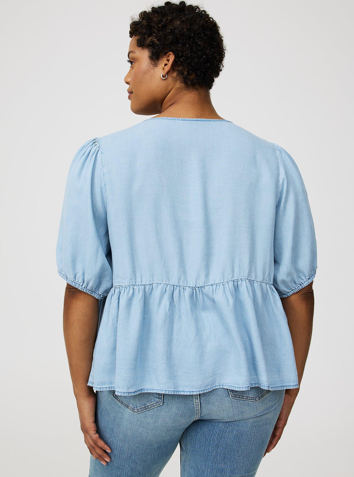 Tie-Front Puff Sleeve Blouse