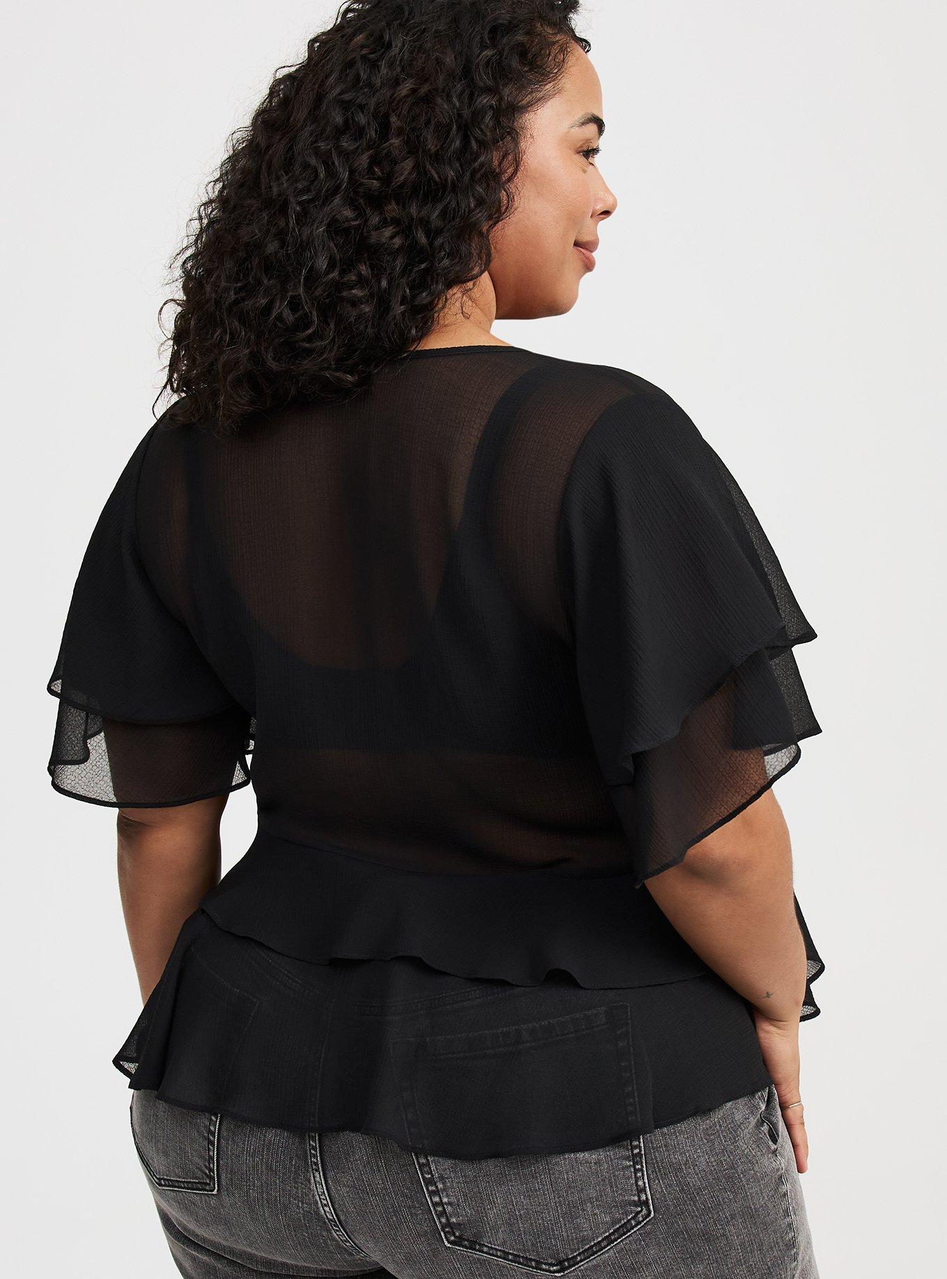 Tie Front Tiered Ruffle Blouse