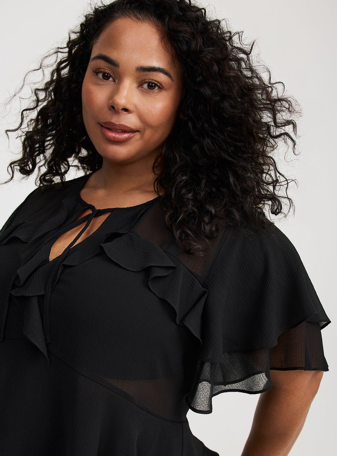 Tie Front Tiered Ruffle Blouse