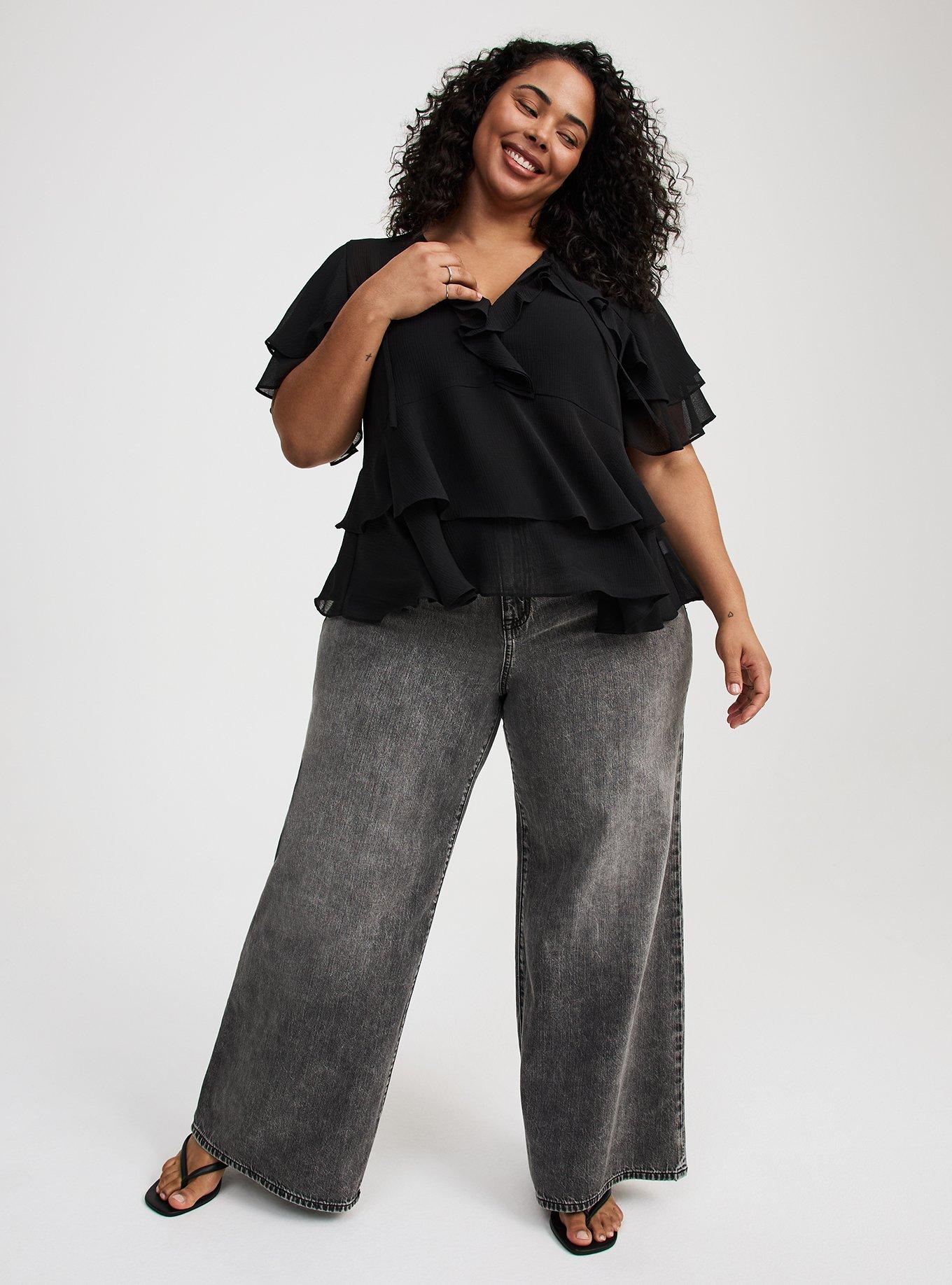Tie Front Tiered Ruffle Blouse