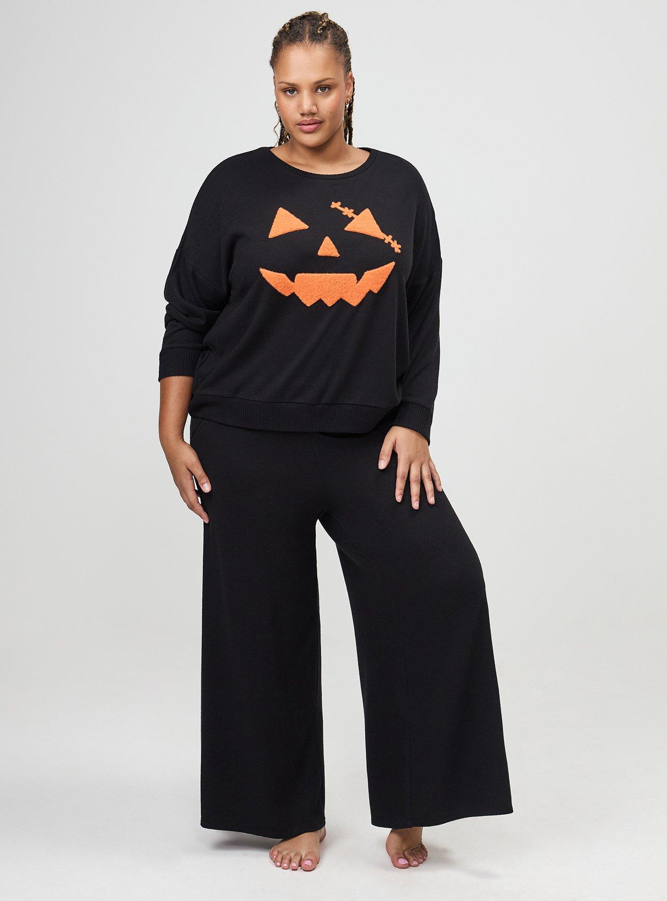 Super Soft Plush Oversized Lounge Sweatshirt, OCTOBER PUMPKIN BLACK, alternate