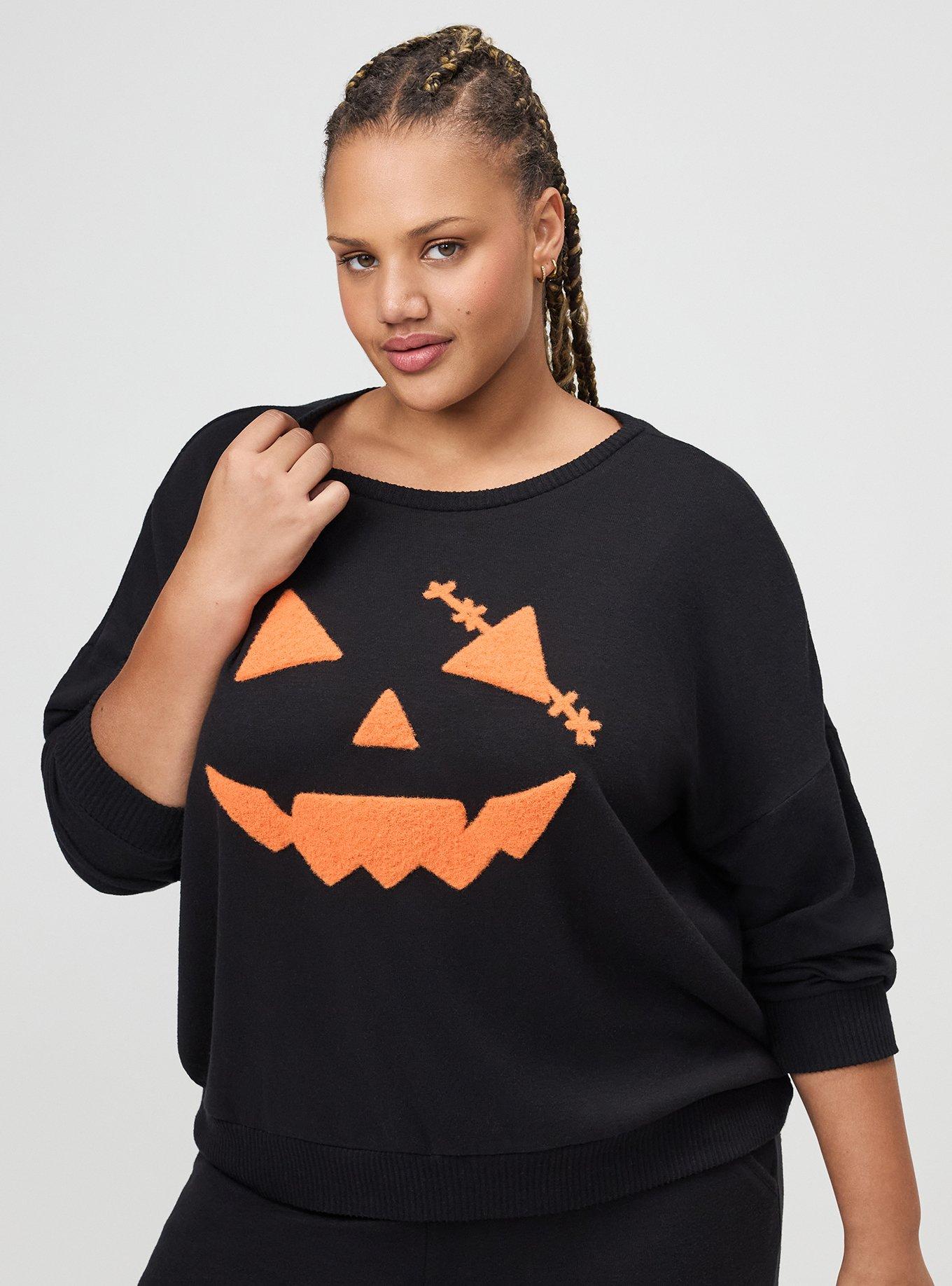 Super Soft Plush Oversized Lounge Sweatshirt, OCTOBER PUMPKIN BLACK, hi-res