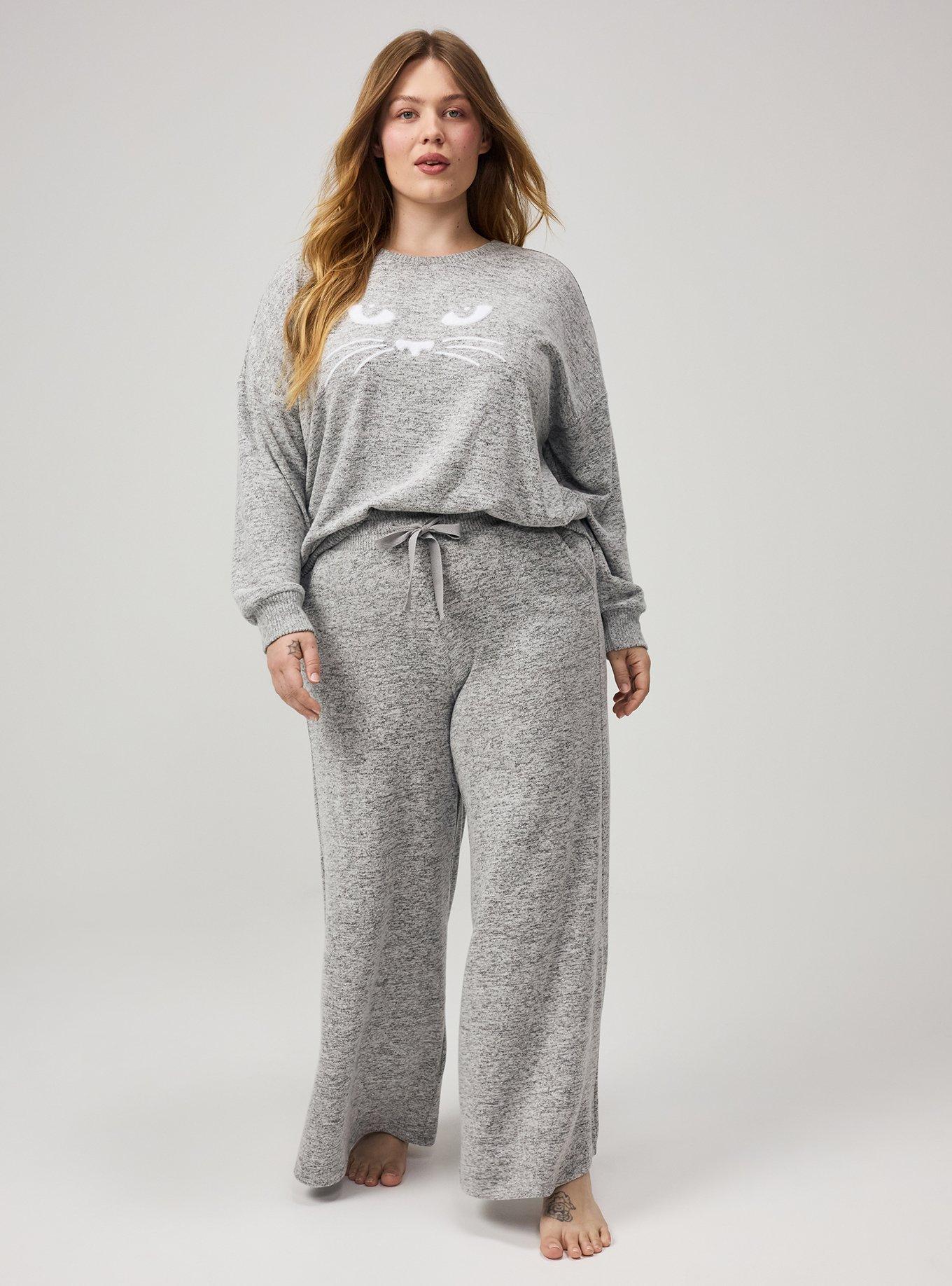 Super Soft Plush Oversized Lounge Sweatshirt, KITTY EYES GREY, alternate