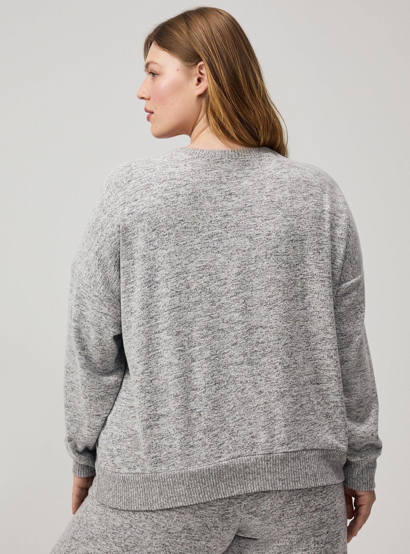 Super Soft Plush Oversized Lounge Sweatshirt, KITTY EYES GREY, alternate