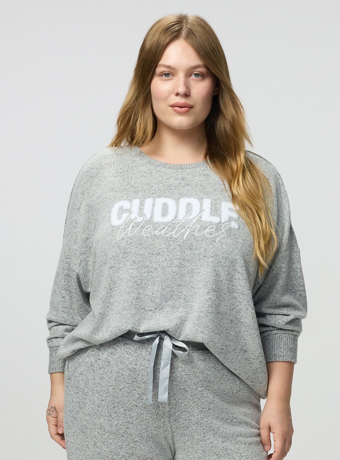 Super Soft Plush Oversized Lounge Sweatshirt, CUDDLE WEATHER GREY, alternate