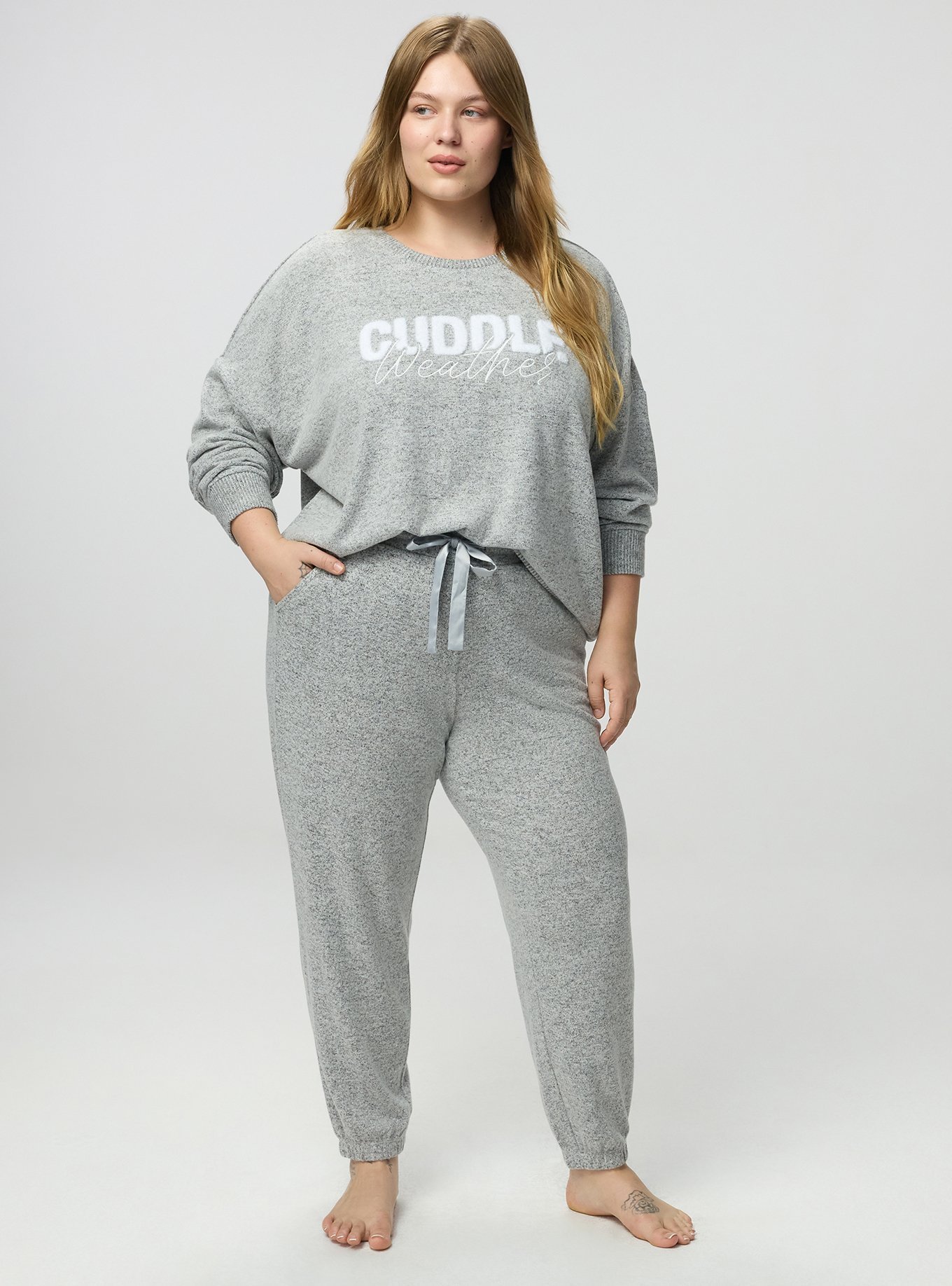 Super Soft Plush Oversized Lounge Sweatshirt, CUDDLE WEATHER GREY, alternate