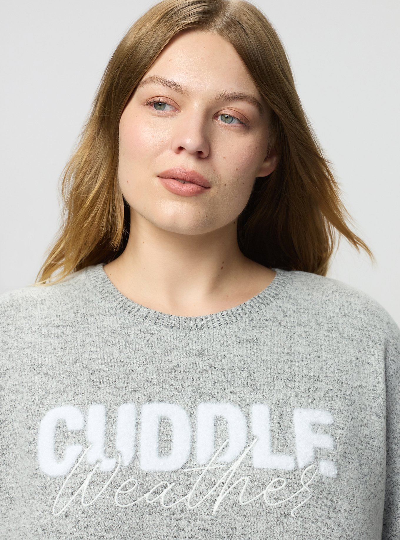 Super Soft Plush Oversized Lounge Sweatshirt, CUDDLE WEATHER GREY, alternate