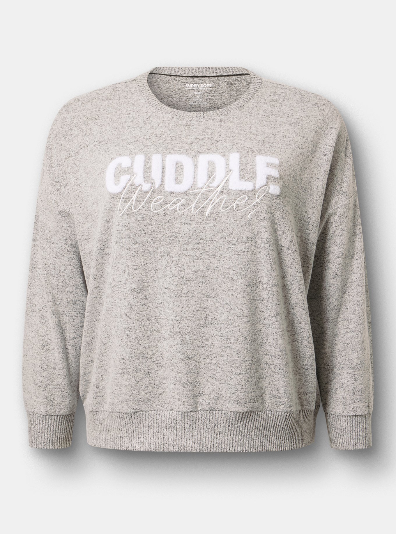 Super Soft Plush Oversized Lounge Sweatshirt, CUDDLE WEATHER GREY, flat