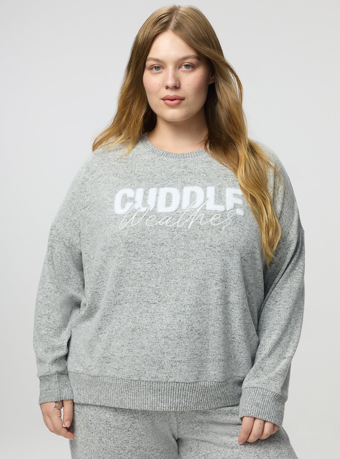Super Soft Plush Oversized Lounge Sweatshirt, CUDDLE WEATHER GREY, hi-res