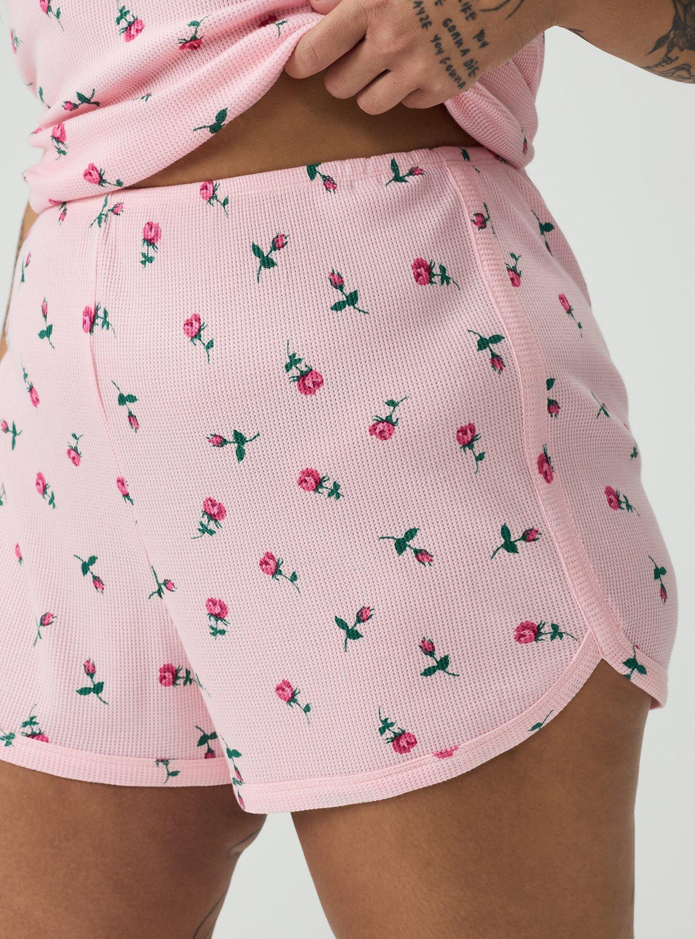 Waffle Dolphin Hem Sleep Short, KENT ROSE FLORAL TICKLED PINK, alternate