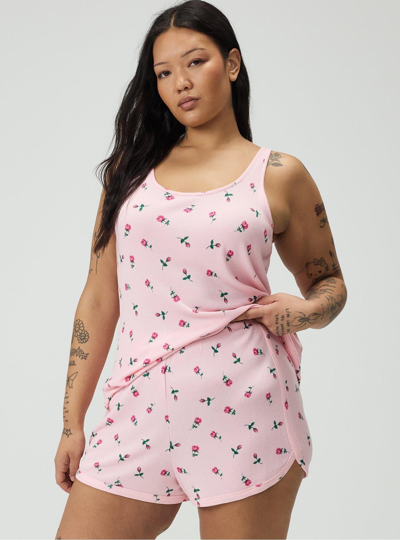 Waffle Dolphin Hem Sleep Short, KENT ROSE FLORAL TICKLED PINK, alternate