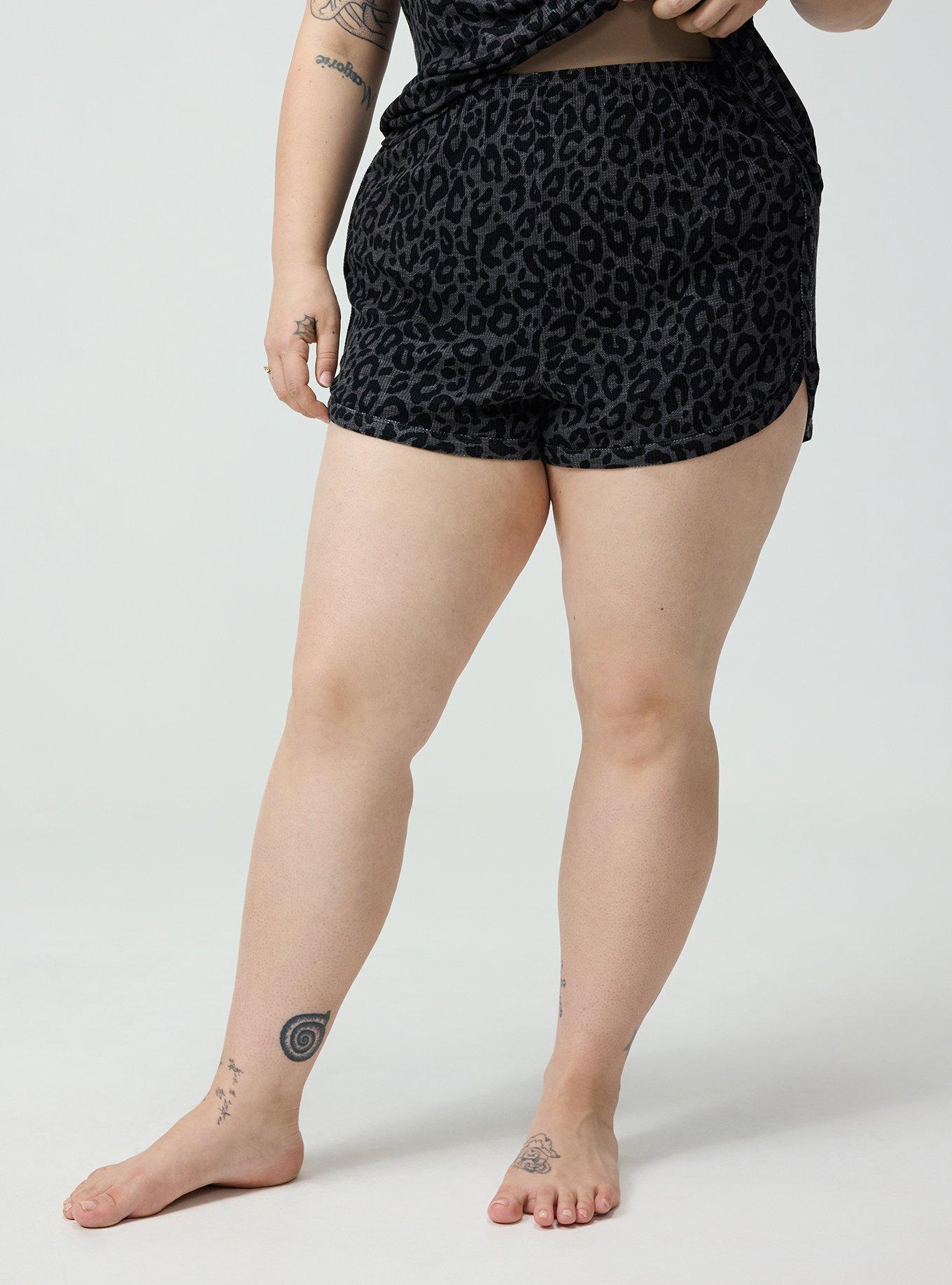 Waffle Dolphin Hem Sleep Short, LILS LEOPARD GRAY, alternate