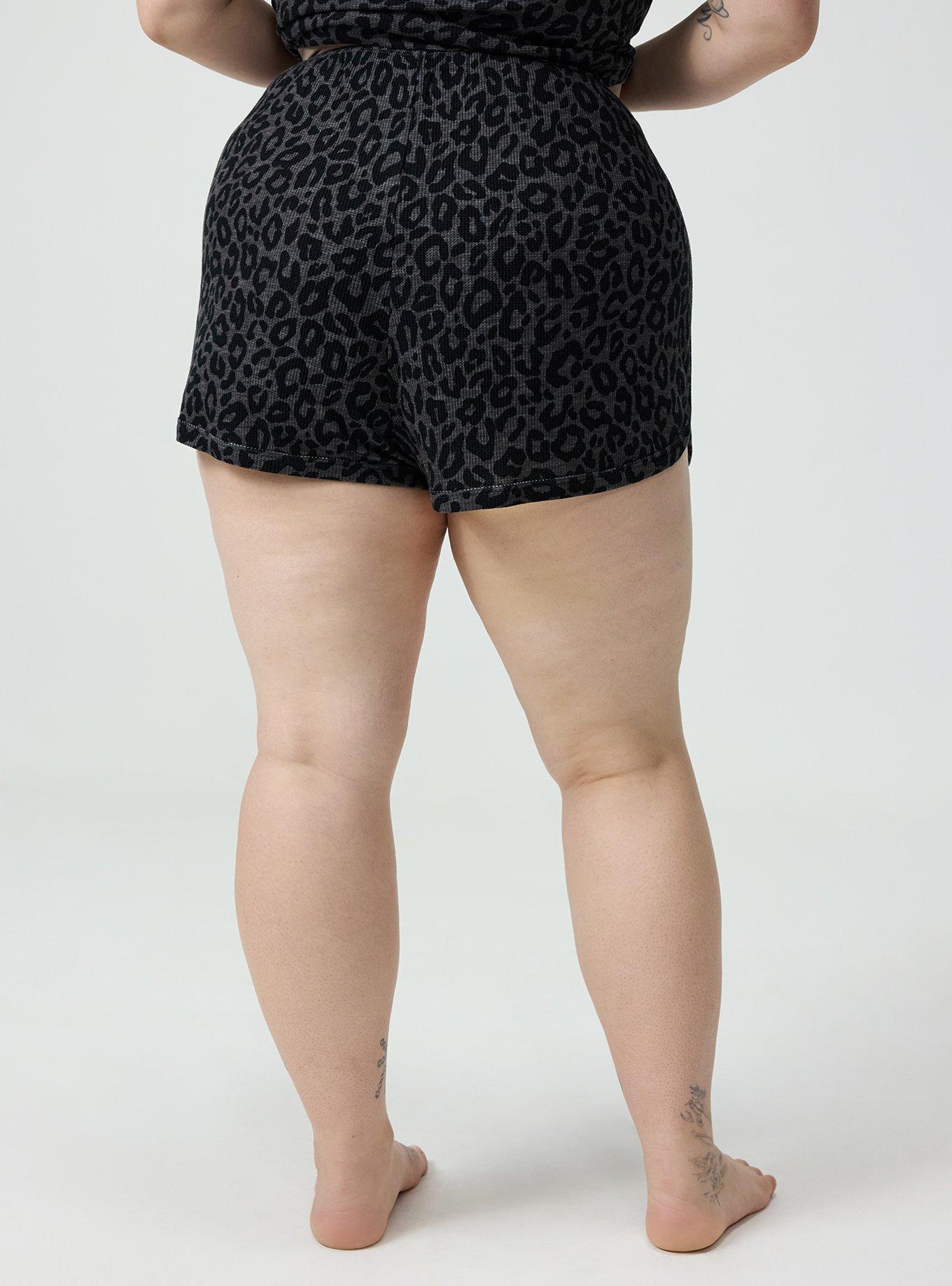 Waffle Dolphin Hem Sleep Short, LILS LEOPARD GRAY, alternate