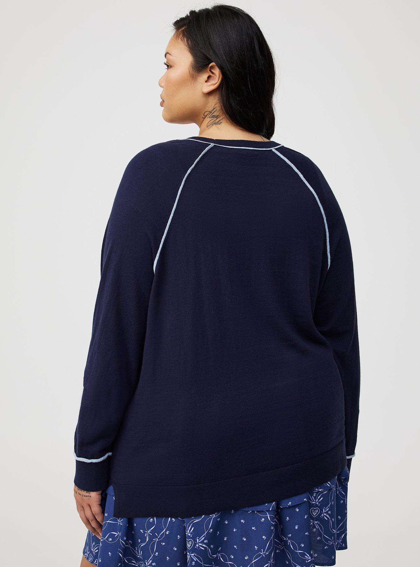 V-Neck Long Sleeve Raglan Sweater