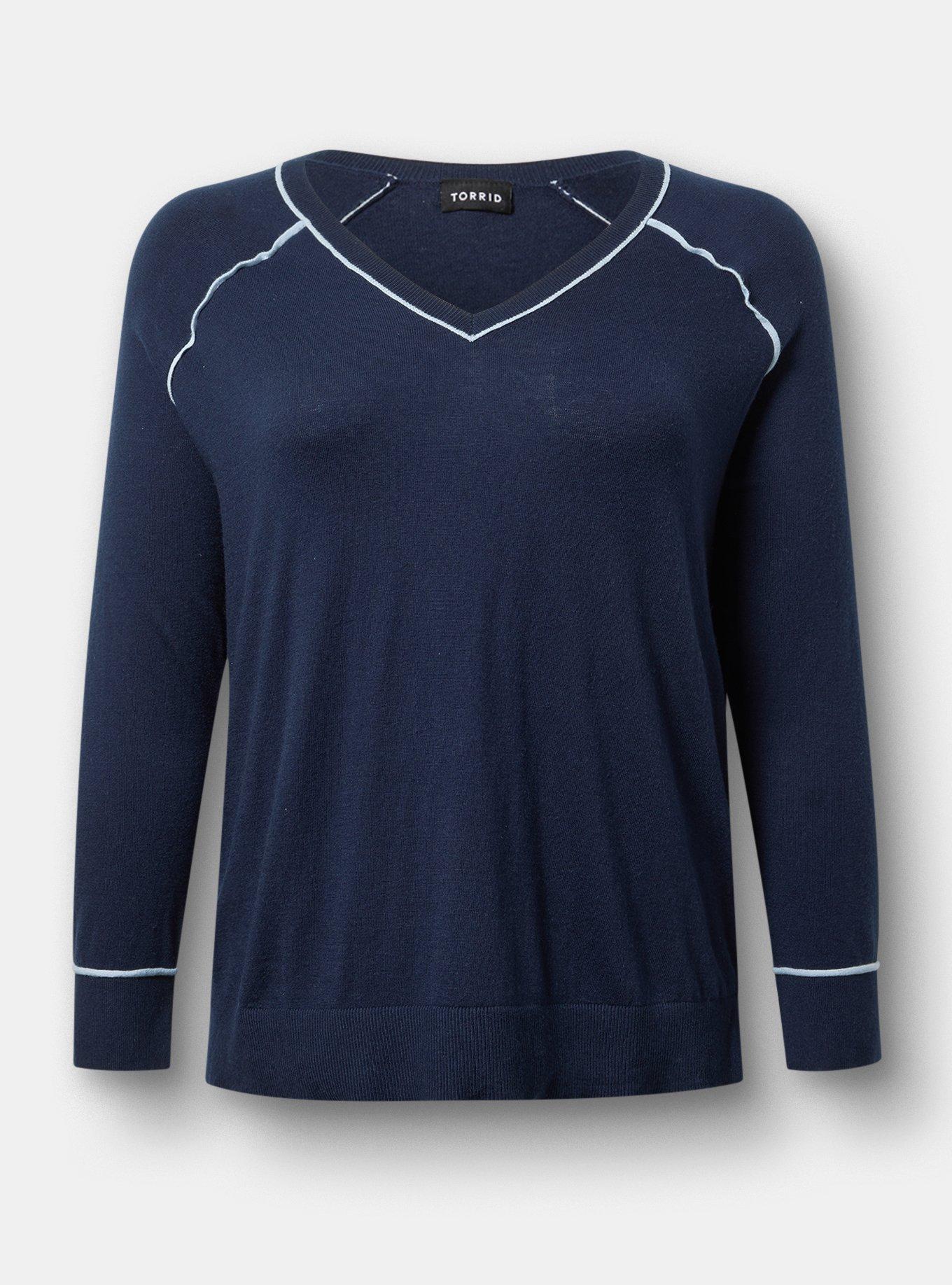 V-Neck Long Sleeve Raglan Sweater
