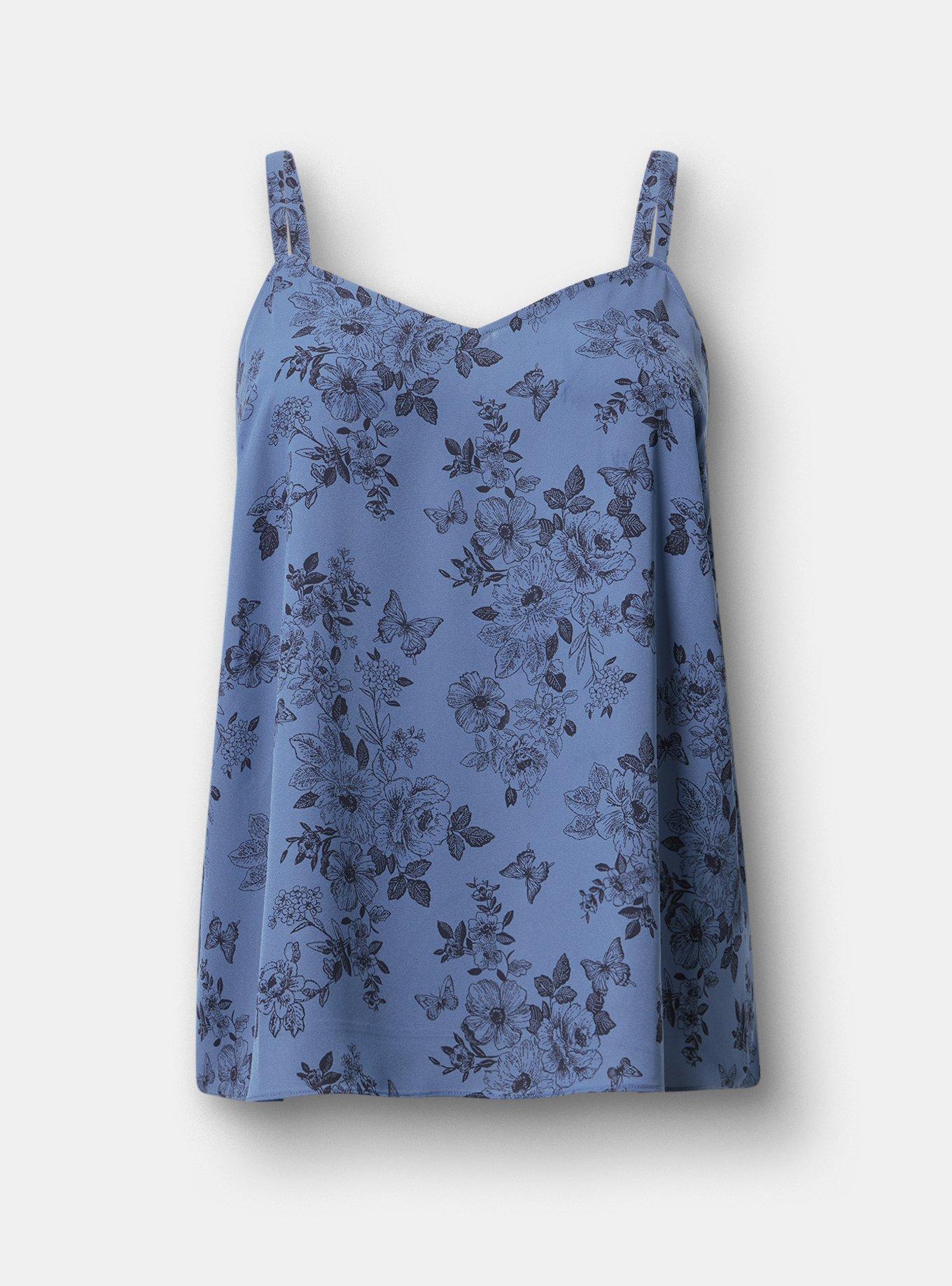 Sophie Georgette Swing Cami, STAMPED FLORAL NAVY, hi-res