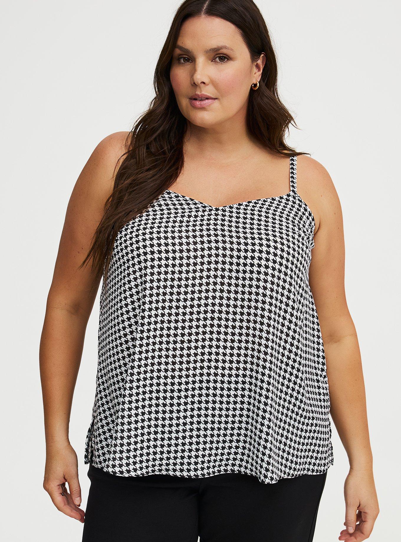 Sophie Georgette Swing Cami, TRADITIONAL HERRINGBONE WHITE SMALLER, hi-res