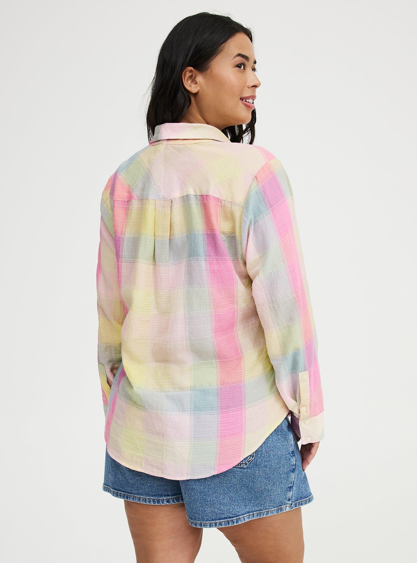 Lizzie Cotton Button-Up Shirt, GOOD REASON PLAID MULTI, alternate