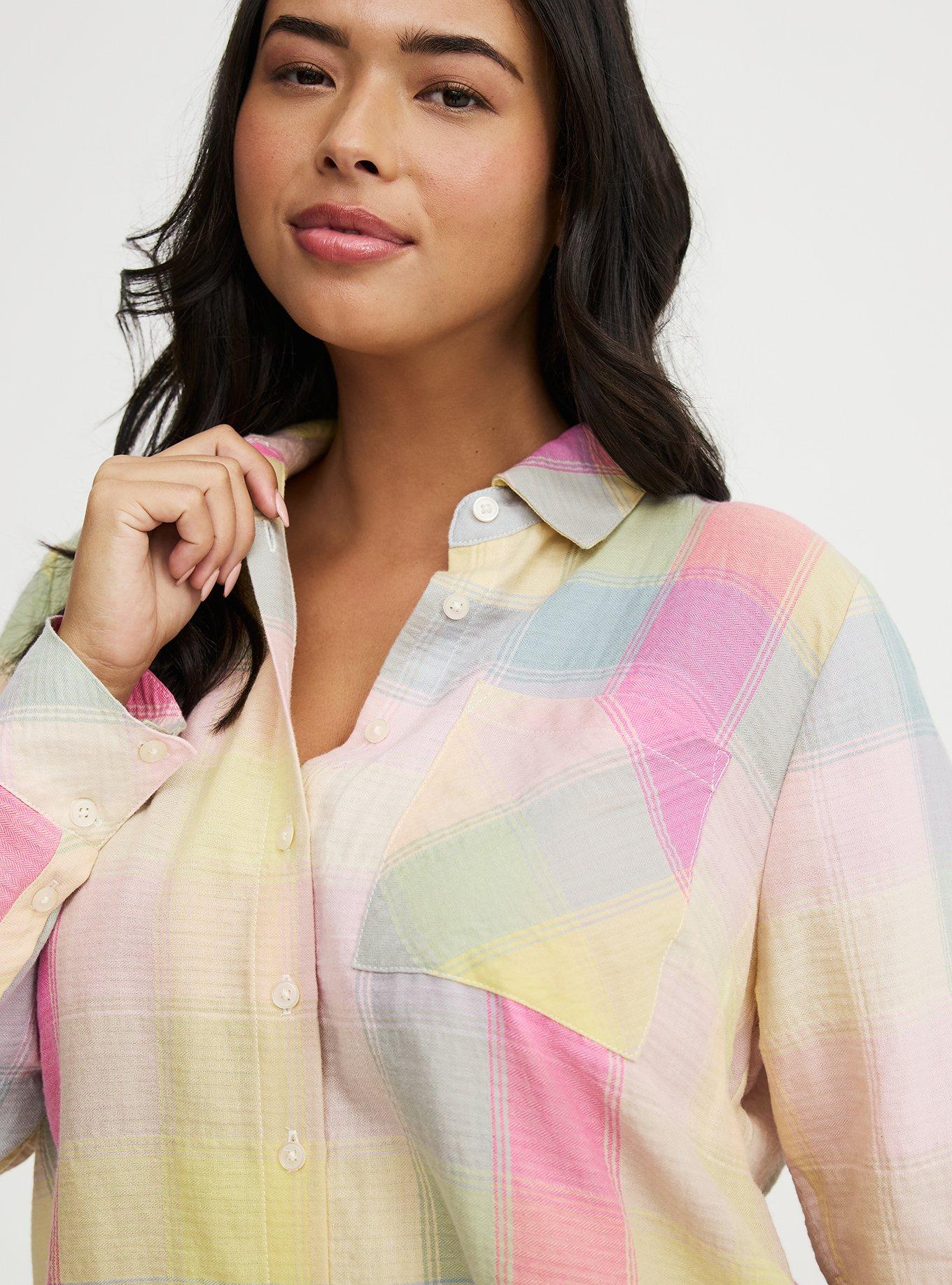 Lizzie Cotton Button-Up Shirt, GOOD REASON PLAID MULTI, alternate