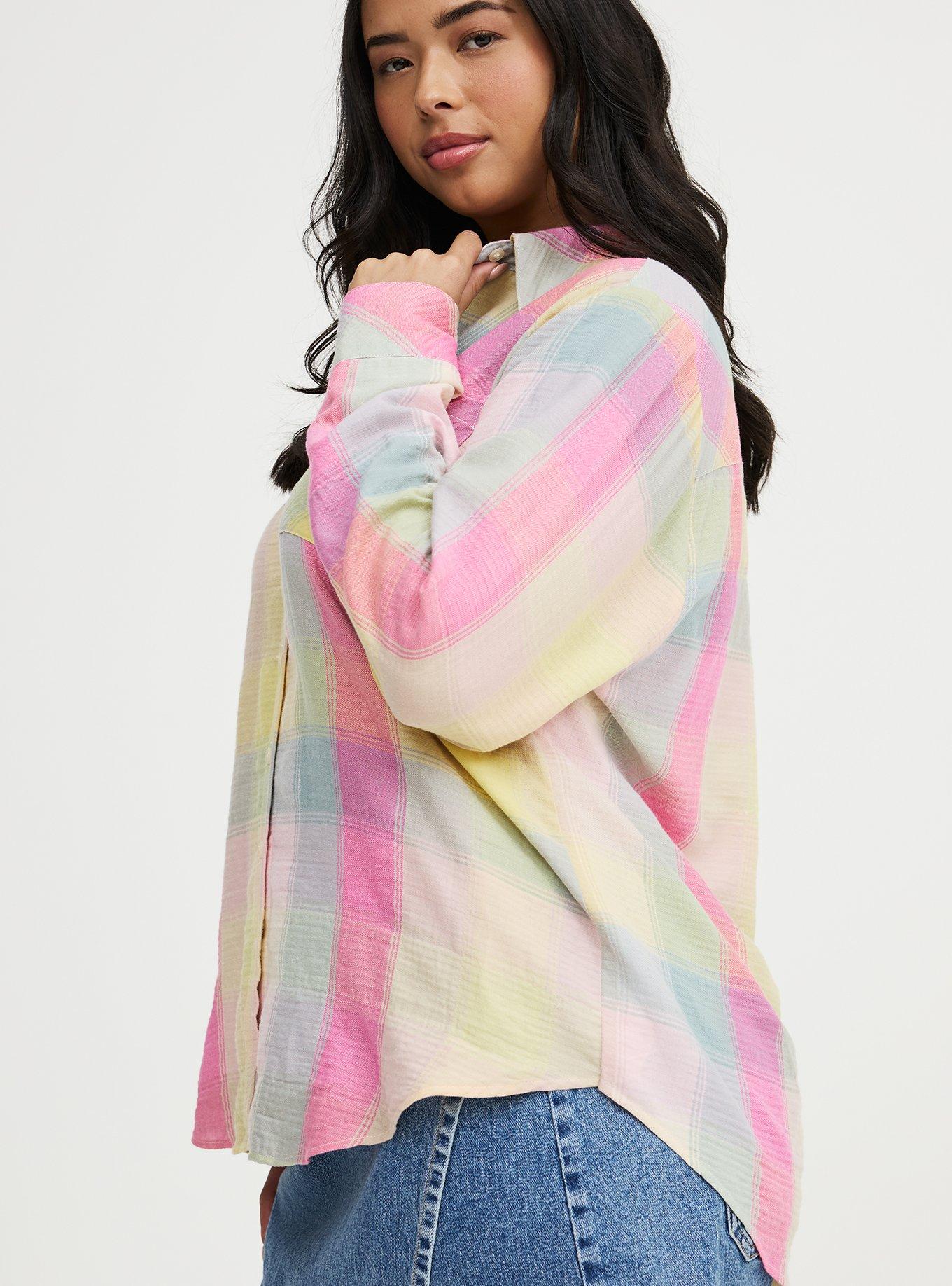 Lizzie Cotton Button-Up Shirt, GOOD REASON PLAID MULTI, alternate