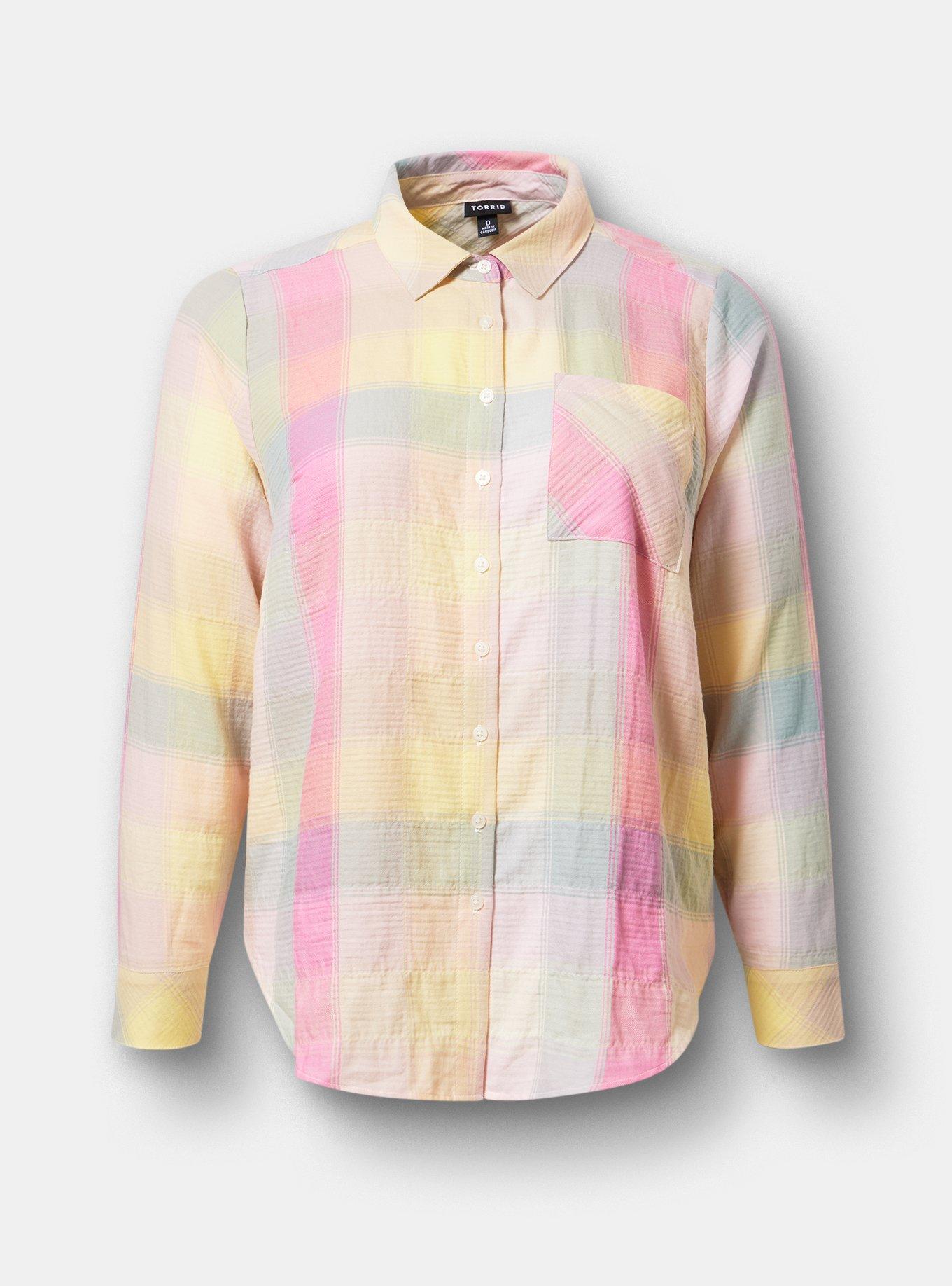 Lizzie Cotton Button-Up Shirt, GOOD REASON PLAID MULTI, hi-res