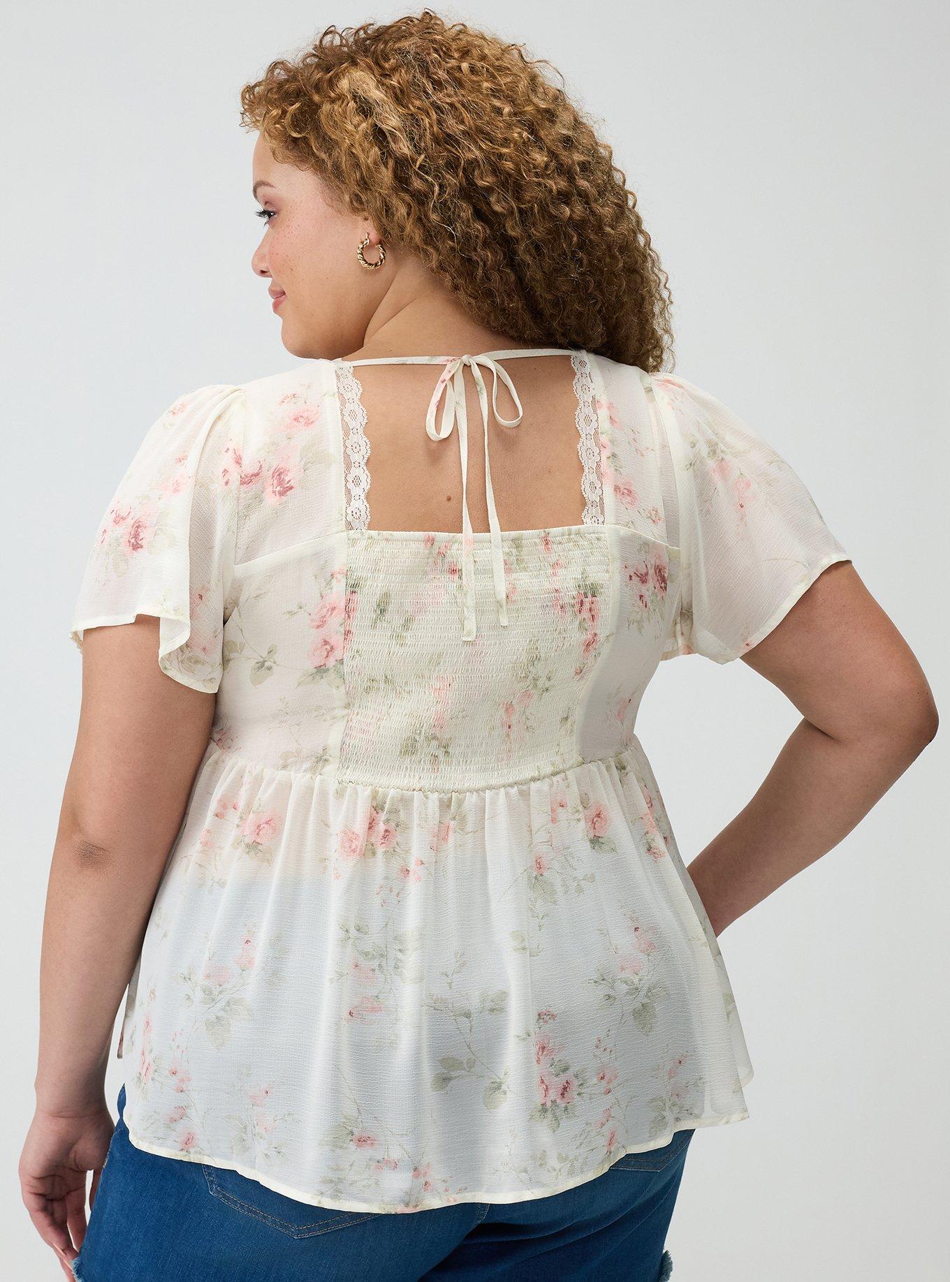 Tie Back V-Neck Blouse, GRACE FLORAL IVORY, alternate