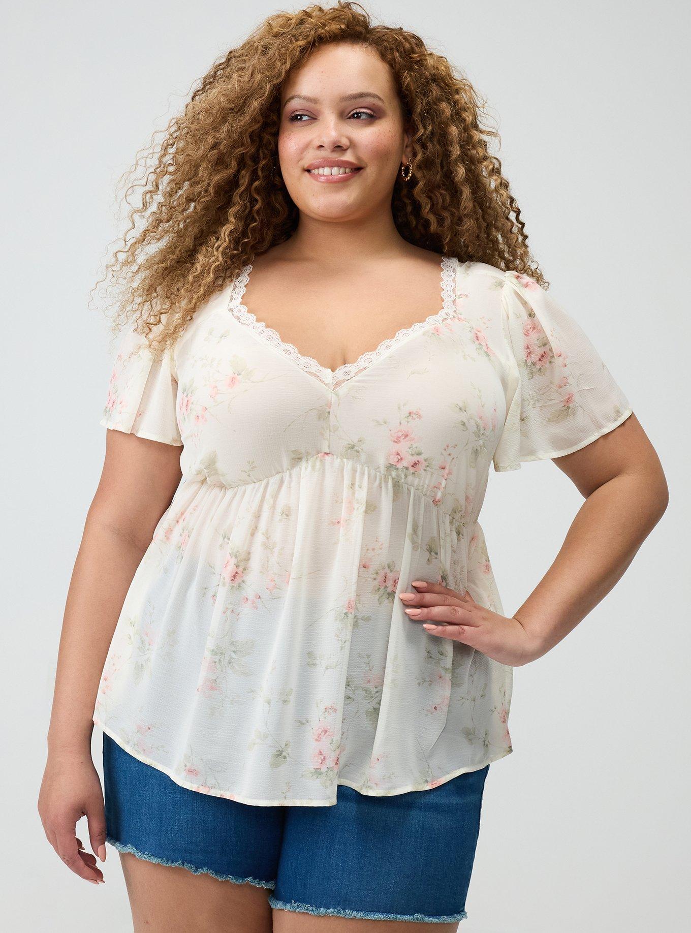 Tie Back V-Neck Blouse, GRACE FLORAL IVORY, hi-res