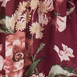 Plus Size Tie Back V-Neck Blouse, FALL BOUQUET FLORAL BURGUNDY, swatch