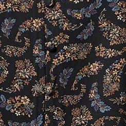 Challis V-Neck Ruffle Top, FLORAL PAISLEY DEEP BLACK, swatch