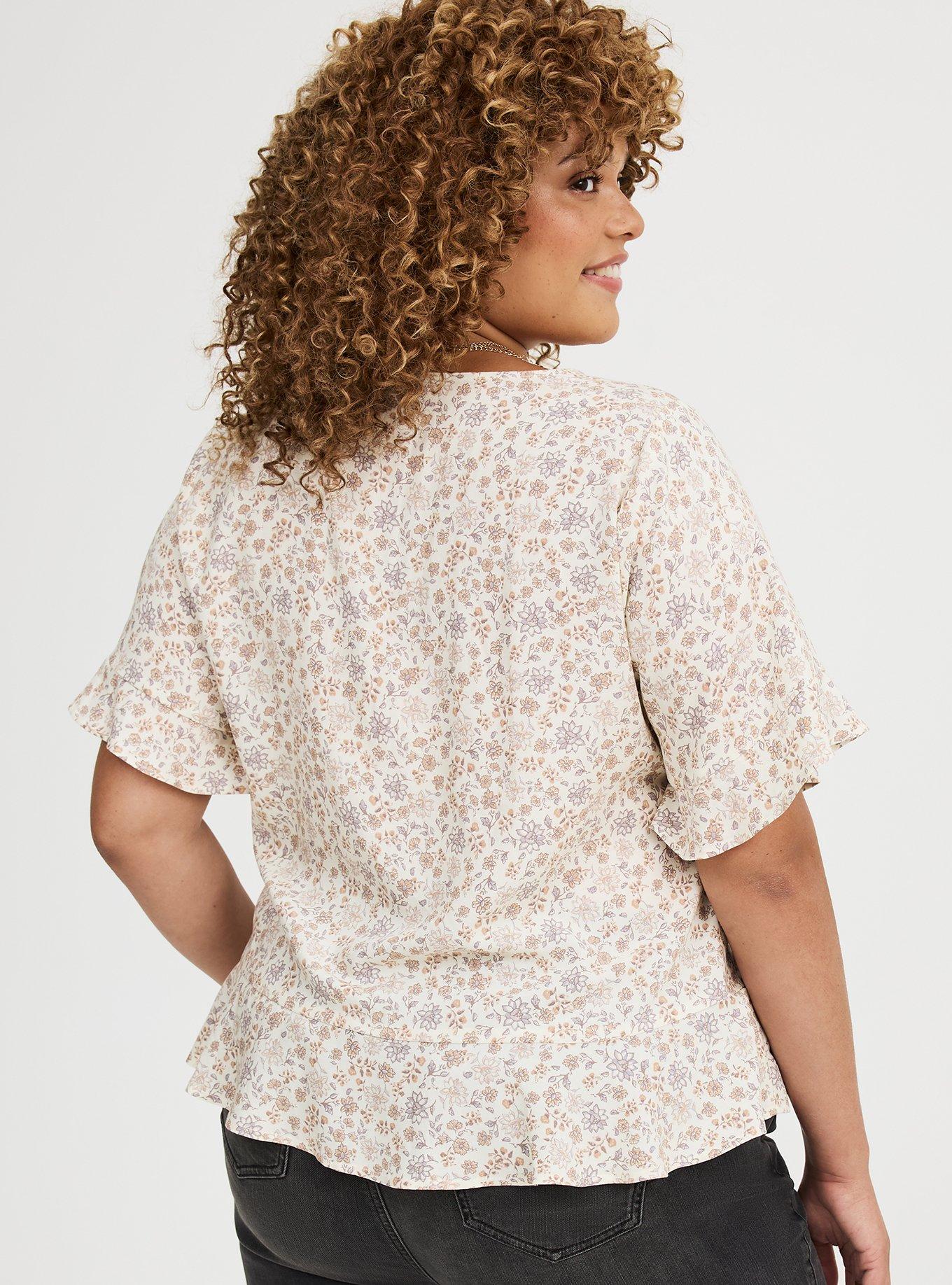 Challis V-Neck Ruffle Top