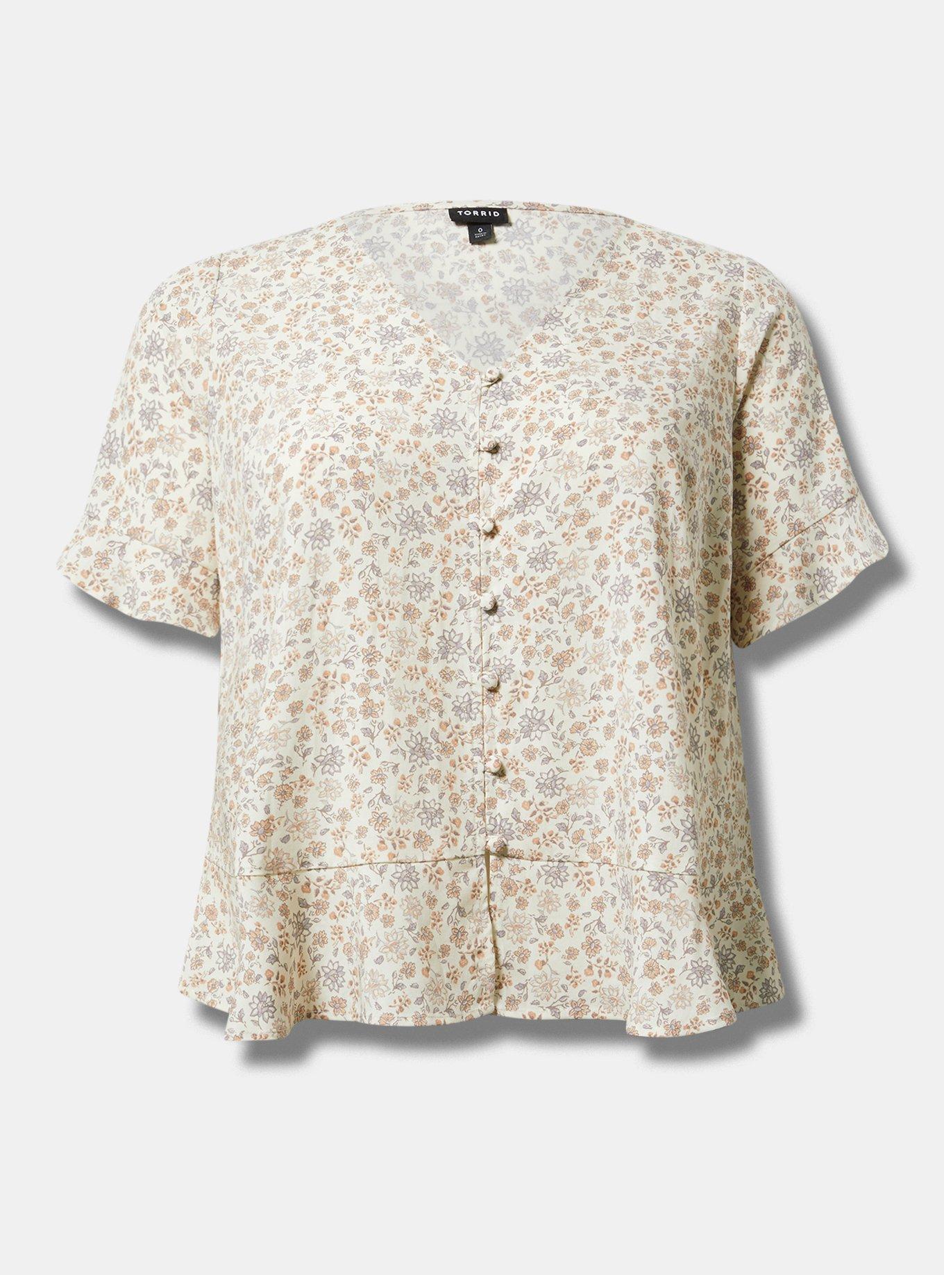Challis V-Neck Ruffle Top
