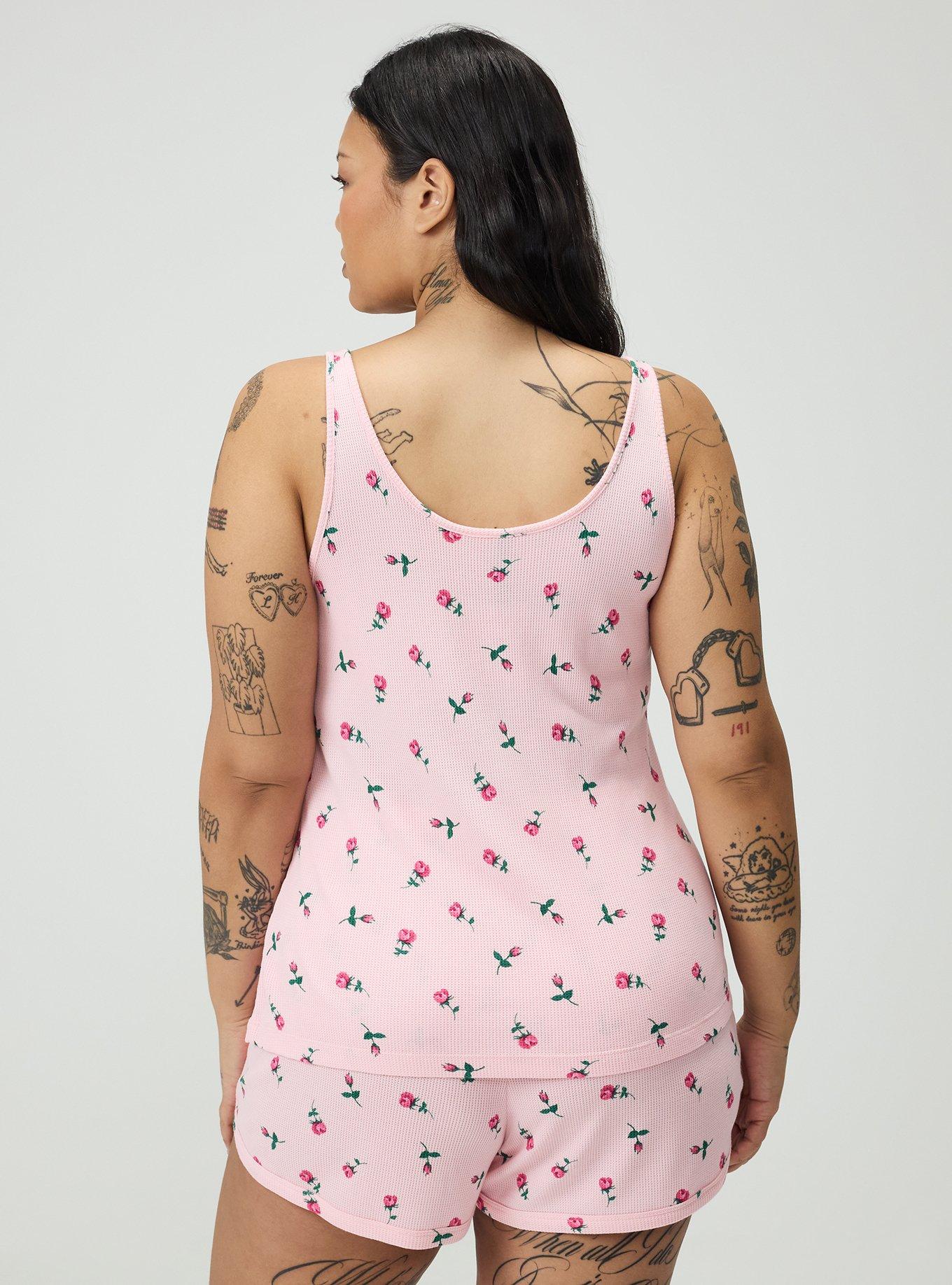 Waffle Sleep Tank, KENT ROSE FLORAL TICKLED PINK, alternate