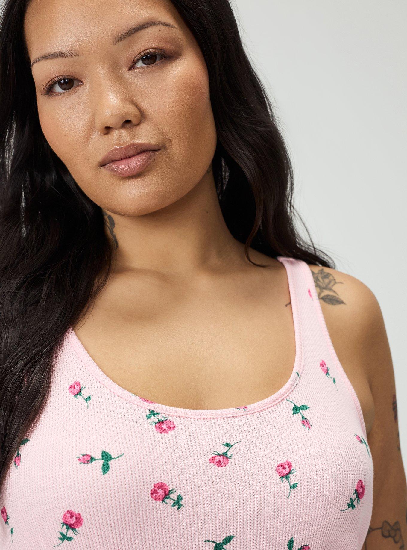 Waffle Sleep Tank, KENT ROSE FLORAL TICKLED PINK, alternate