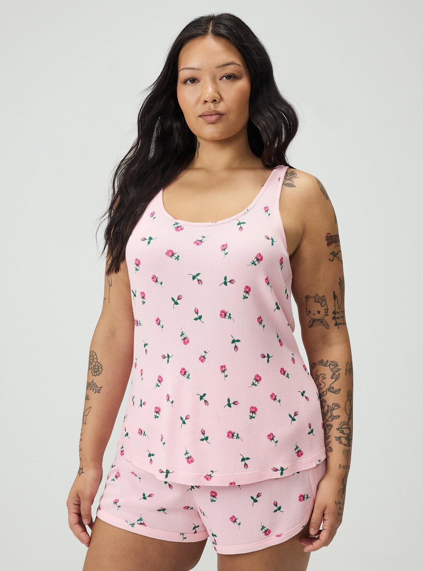 Waffle Sleep Tank, KENT ROSE FLORAL TICKLED PINK, hi-res