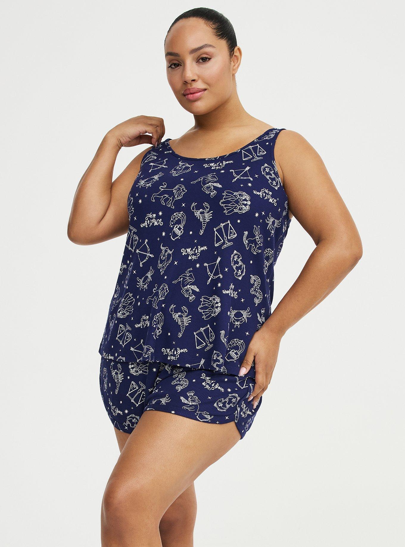 Waffle Sleep Tank, YOUR SIGN SMALL NAVY, alternate