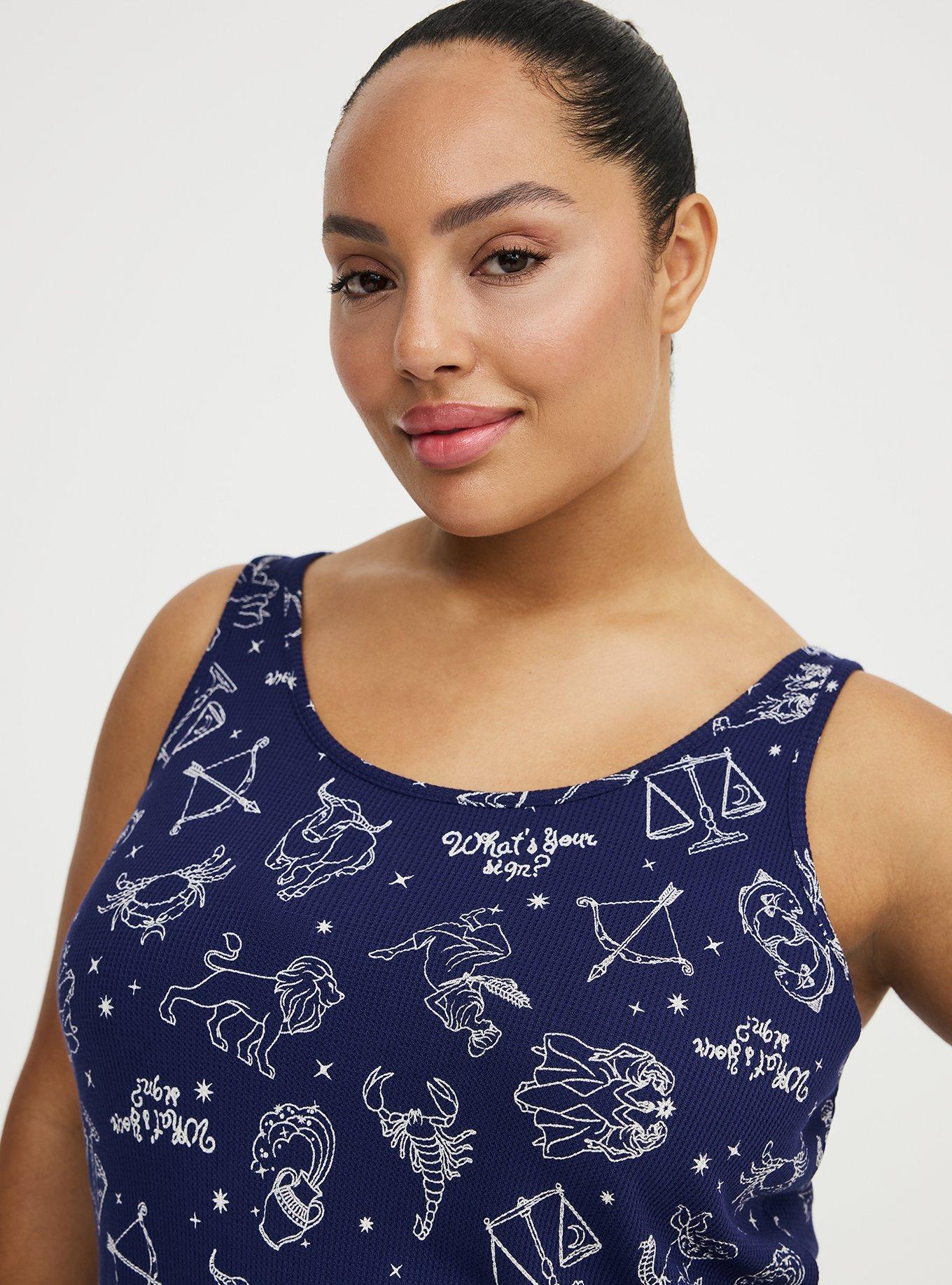 Waffle Sleep Tank, YOUR SIGN SMALL NAVY, alternate