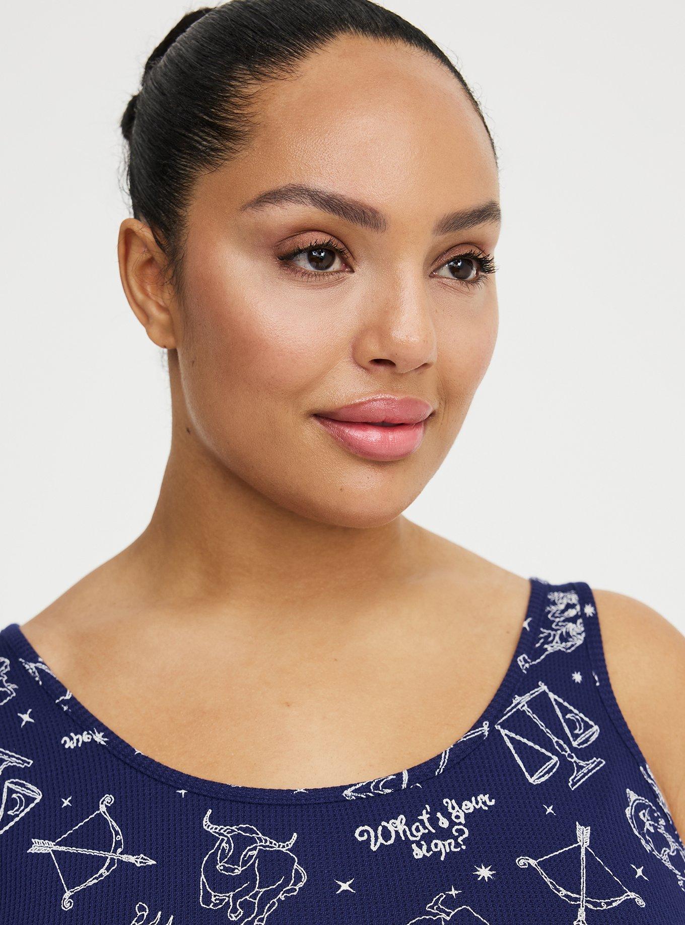 Waffle Sleep Tank, YOUR SIGN SMALL NAVY, alternate