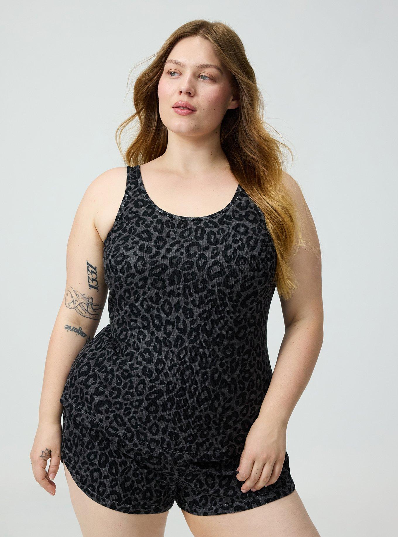 Waffle Sleep Tank, LILS LEOPARD GRAY, alternate