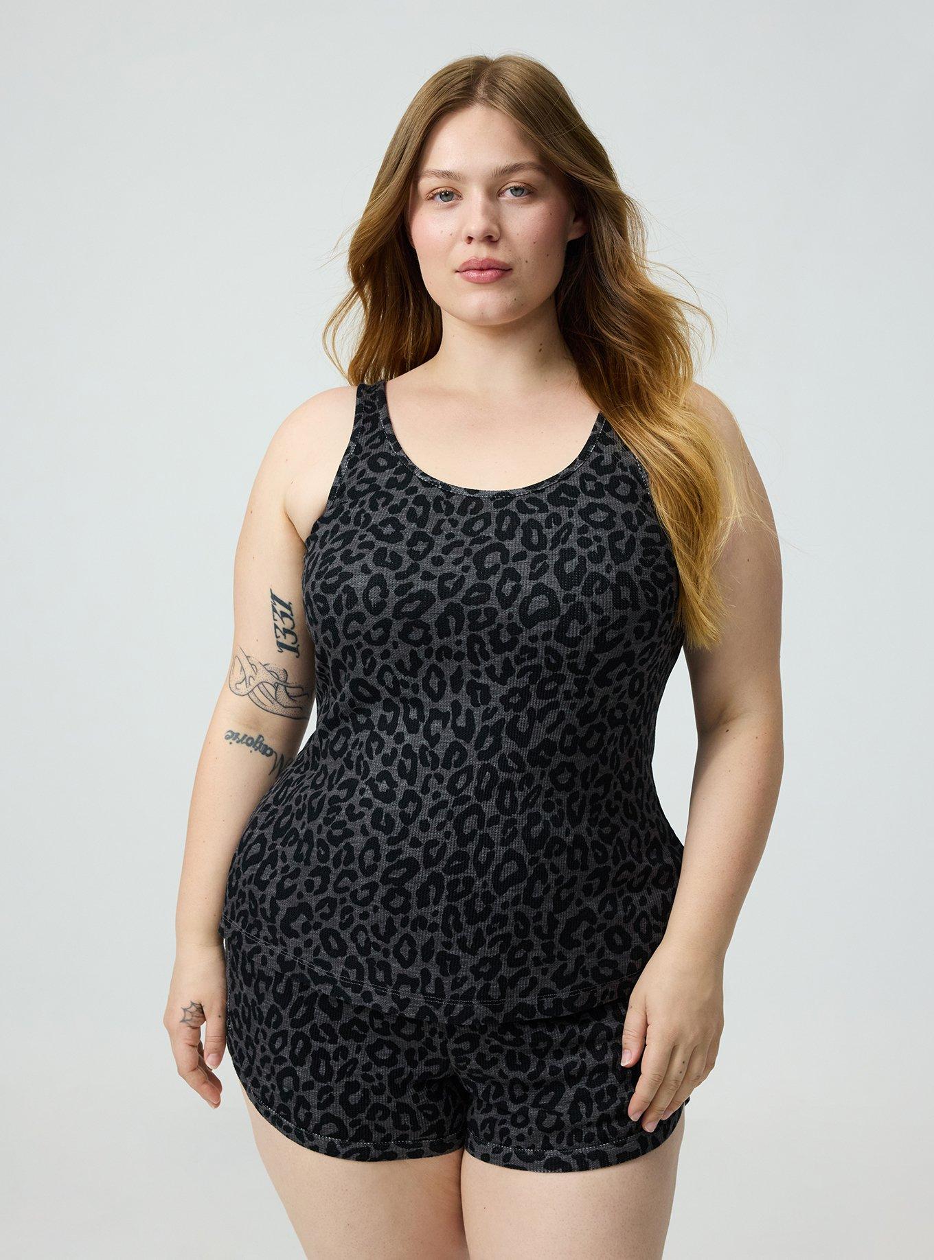 Waffle Sleep Tank, LILS LEOPARD GRAY, hi-res