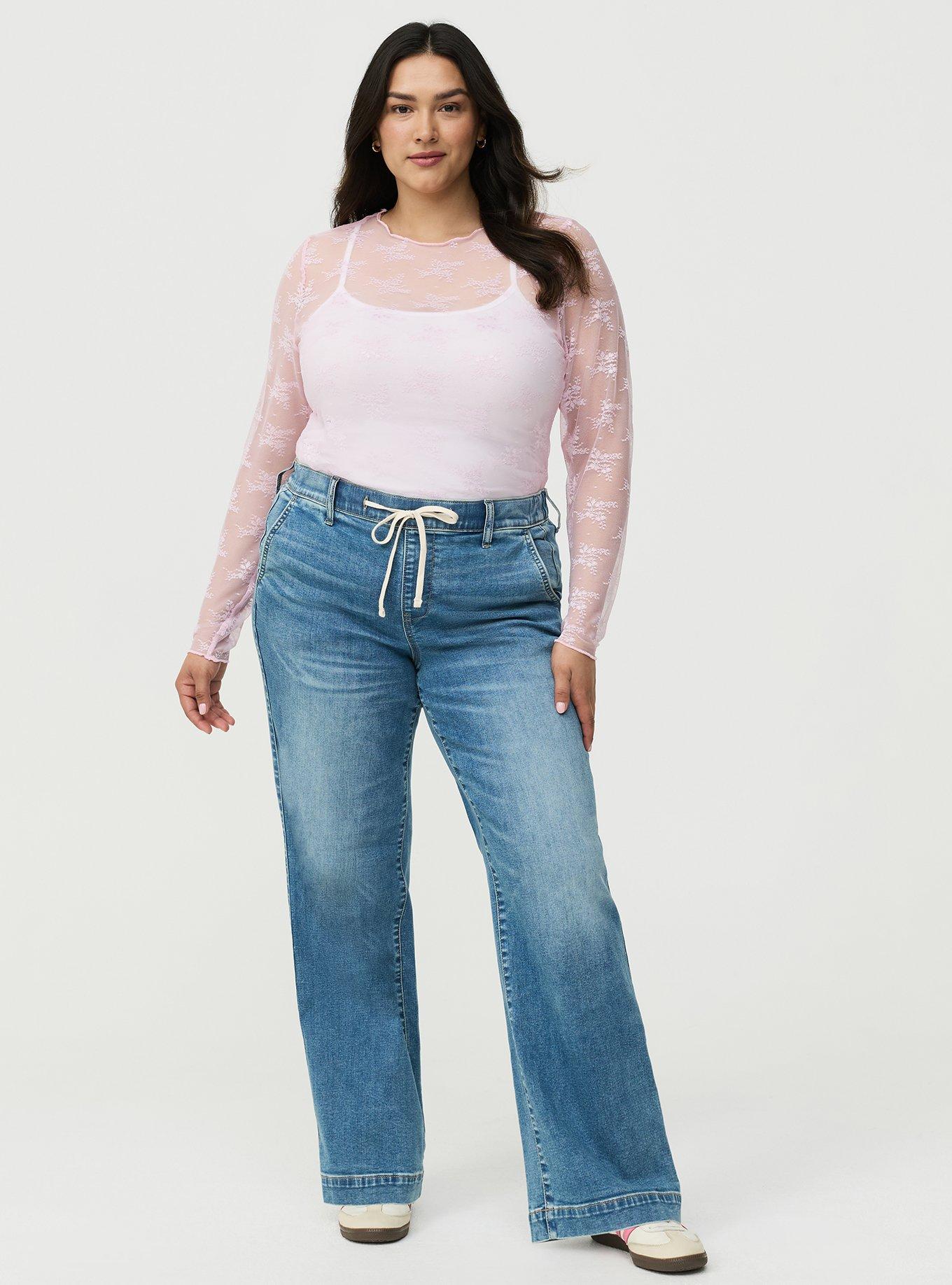 Sheer Lace Long Sleeve Crew Top, LILAC SNOW, alternate