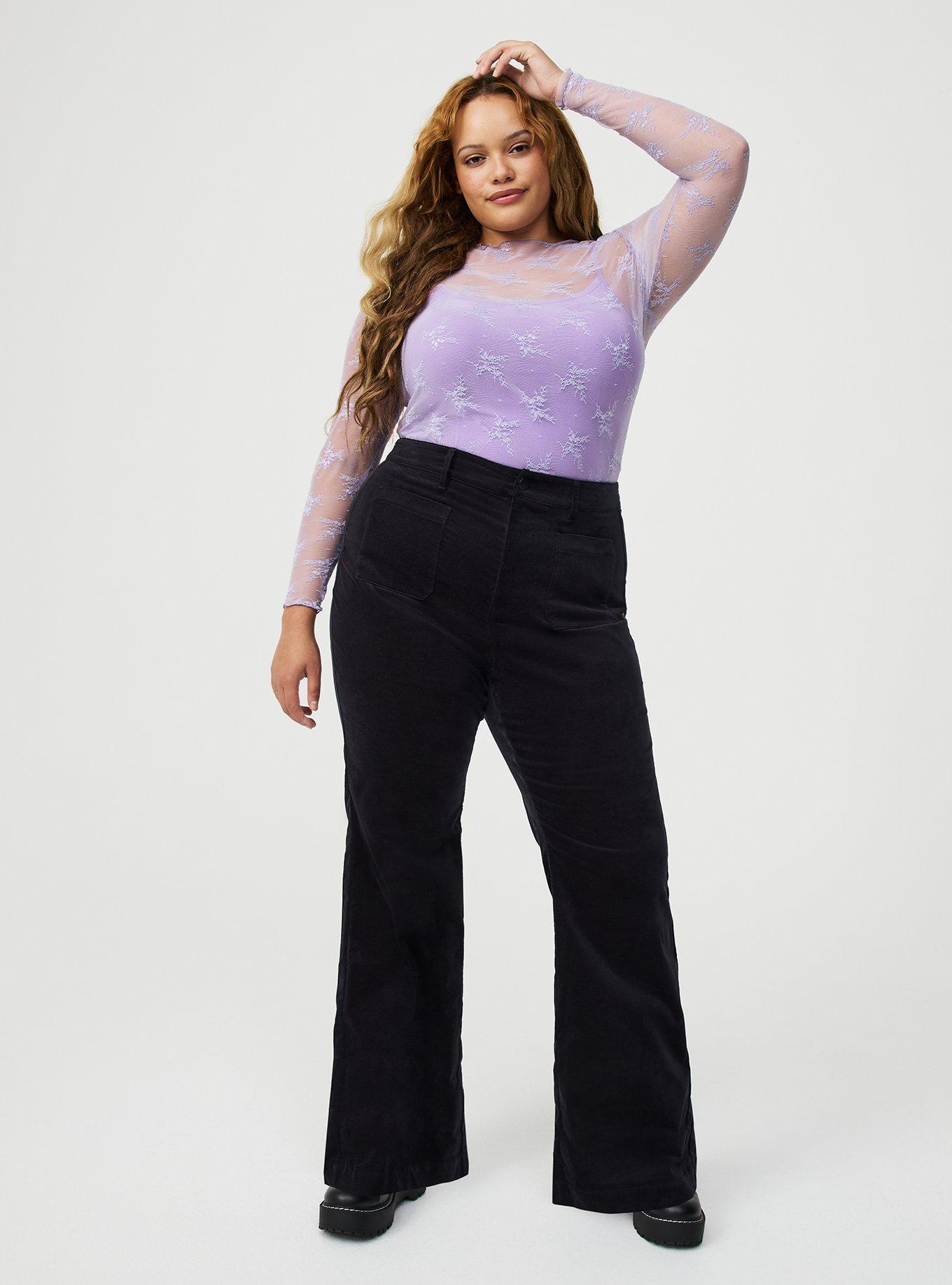 Sheer Lace Crew Long Sleeve Top