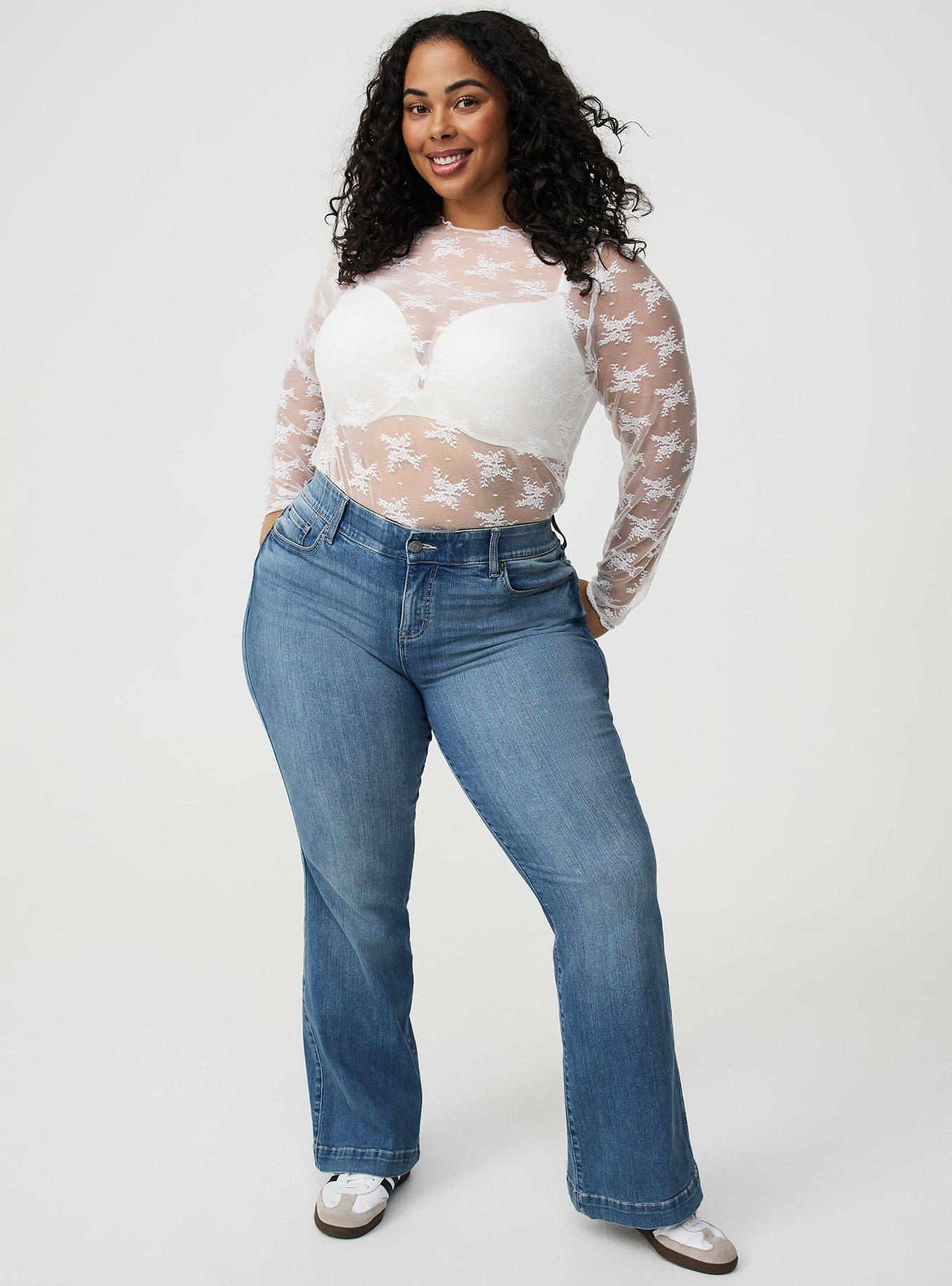 Sheer Lace Crew Long Sleeve Top