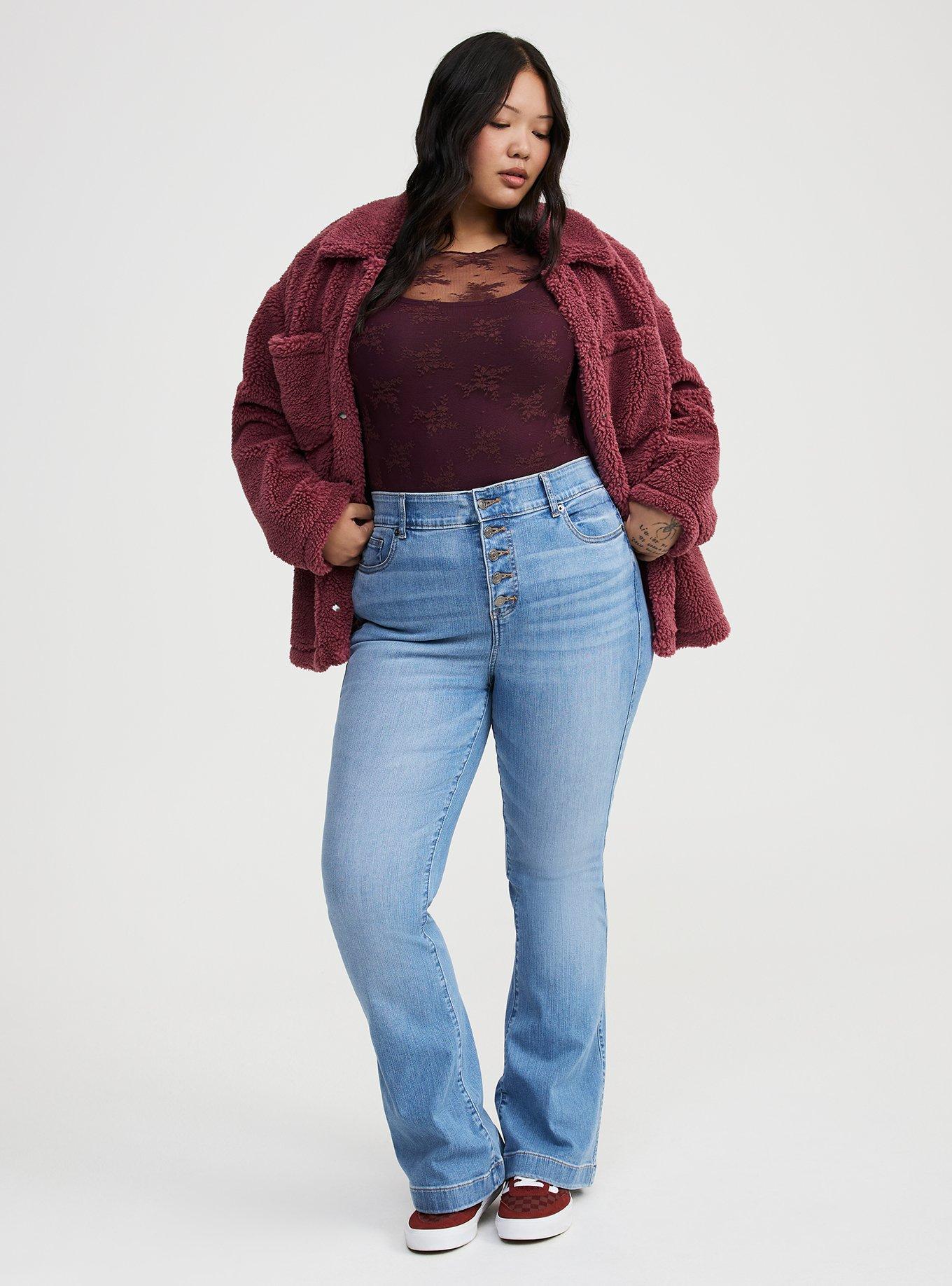 Sheer Lace Long Sleeve Crew Top, SASSAFRAS, alternate