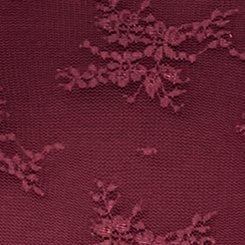 Plus Size Sheer Lace Long Sleeve Crew Top, MAROON BANNER, swatch